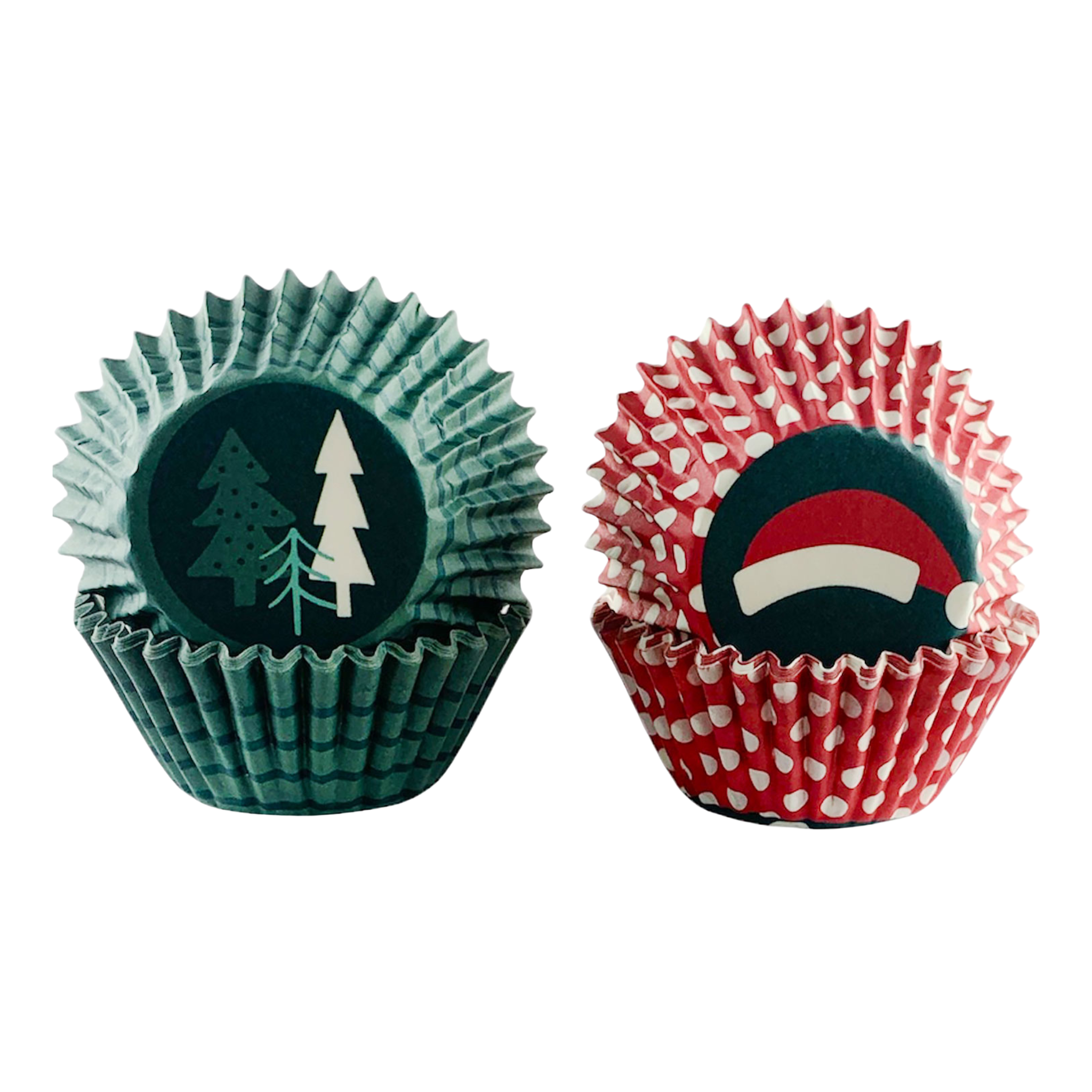 Ensemble de 50 mini caissettes de Noël rouges et vertes - Wilton