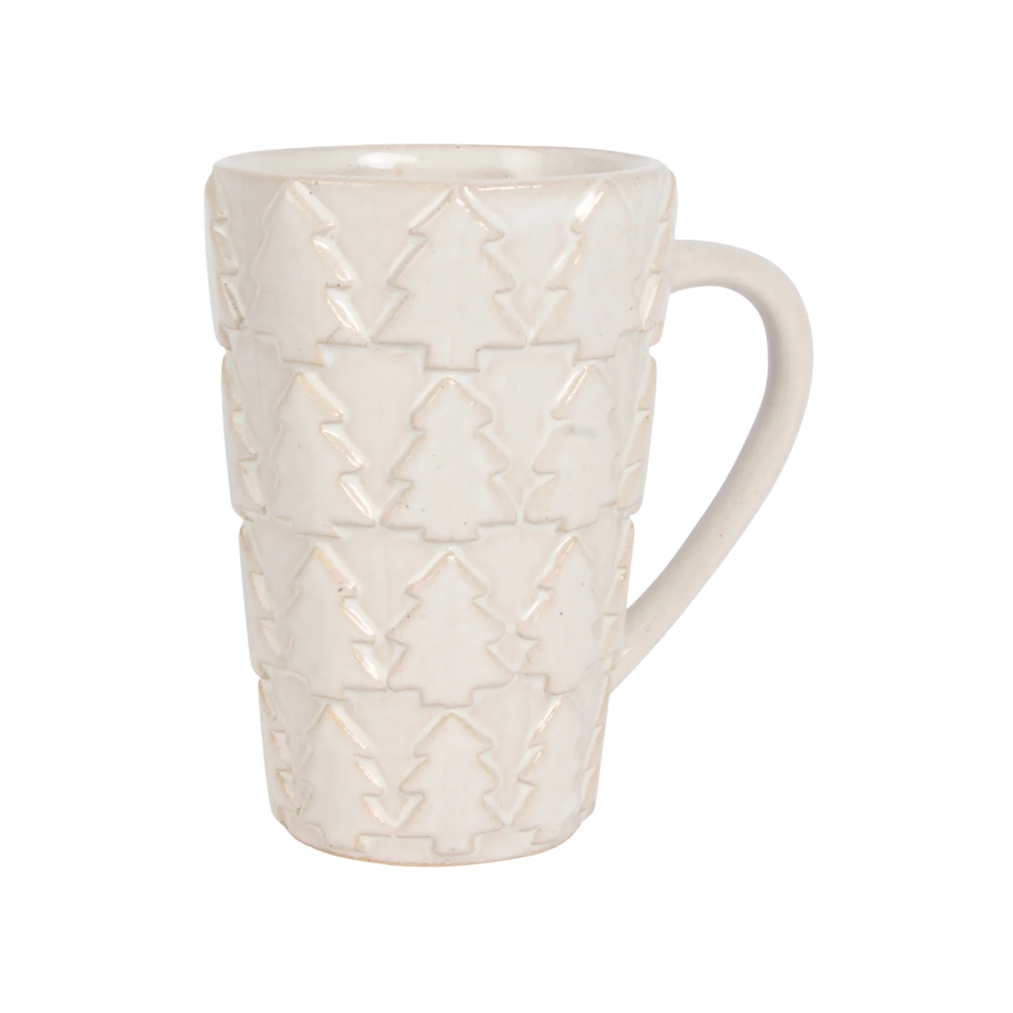 Tasse texturée blanche avec sapins 475 ml
