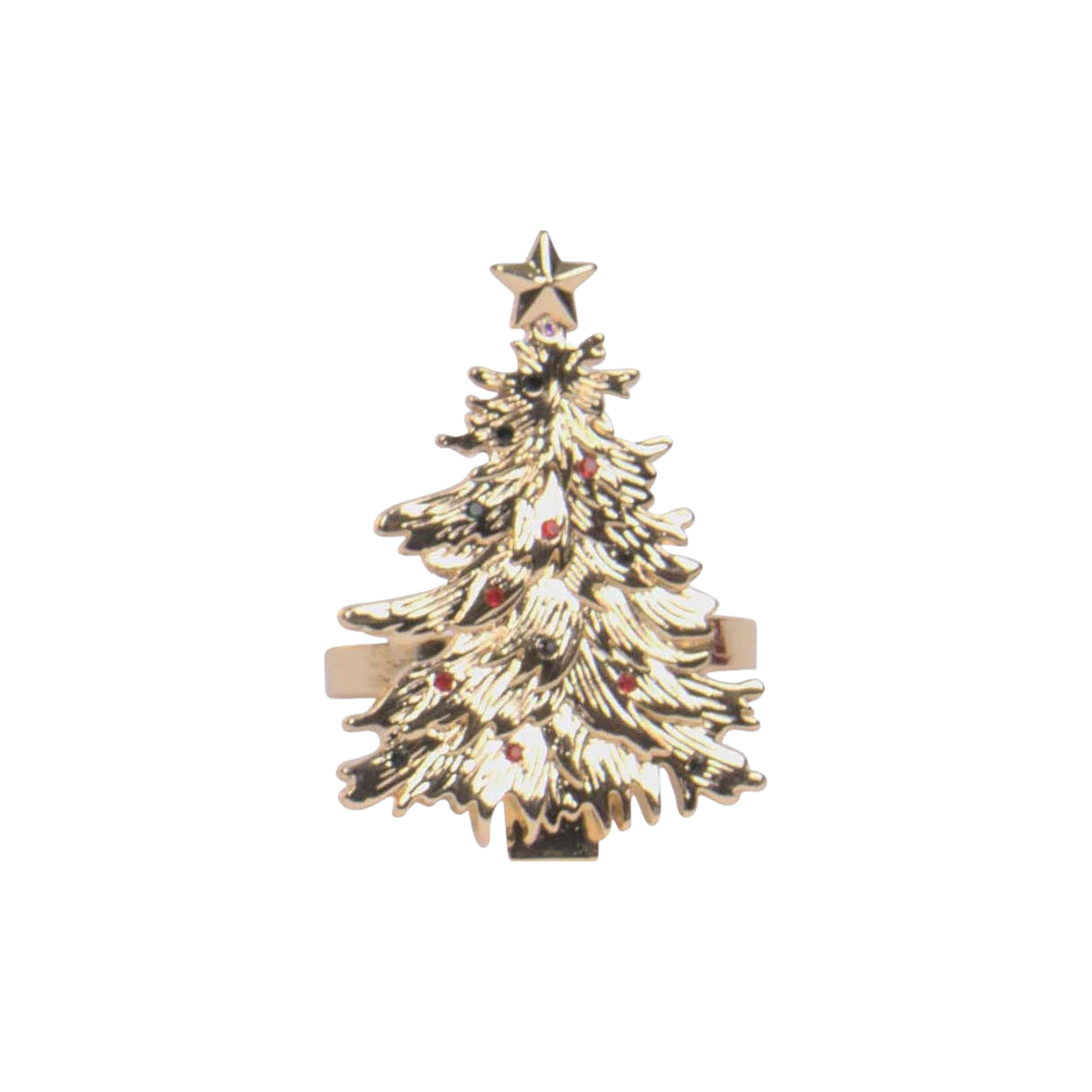 Ensemble de 4 anneaux de serviette en forme de sapin or