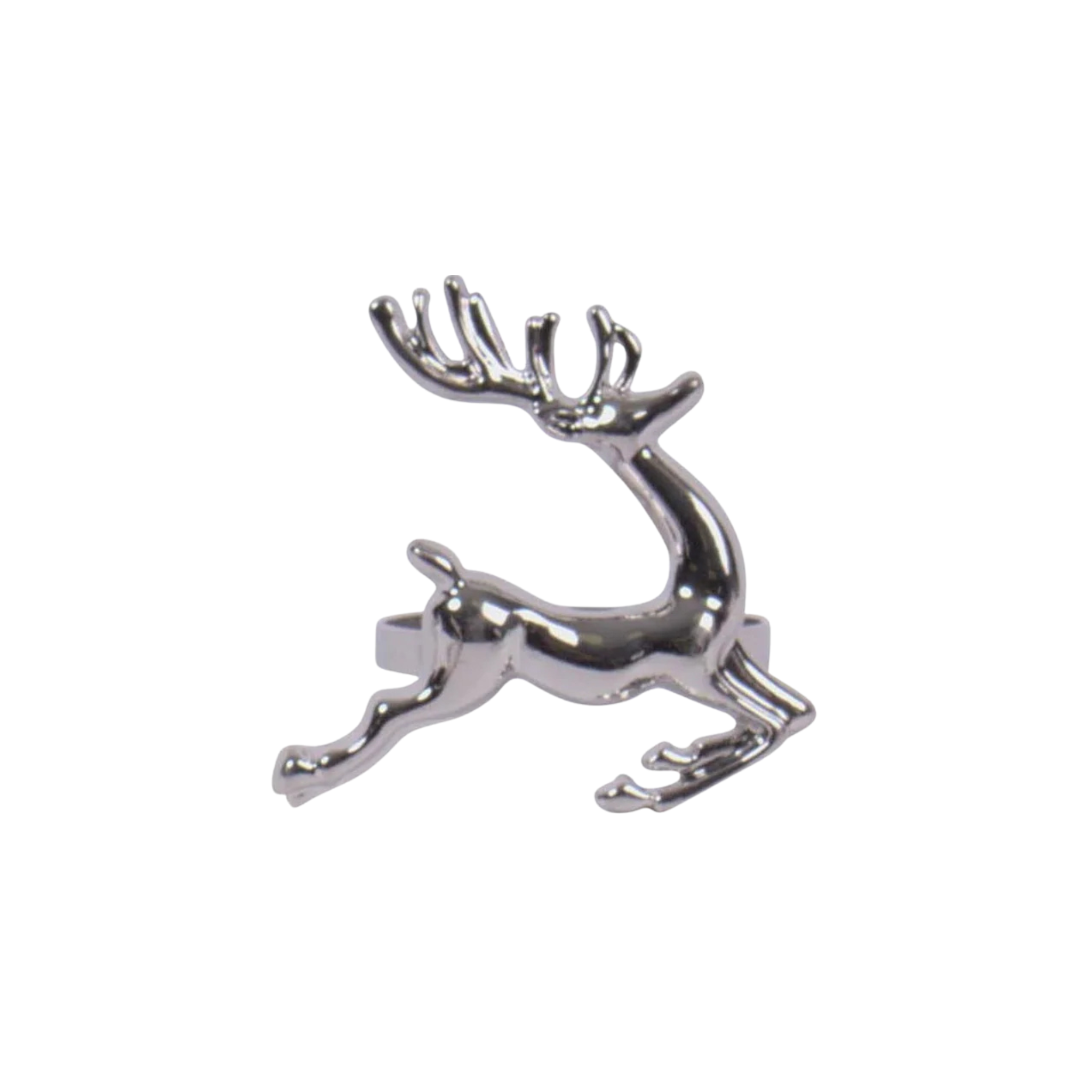 Ensemble de 4 anneaux de serviette en forme de renne argenté
