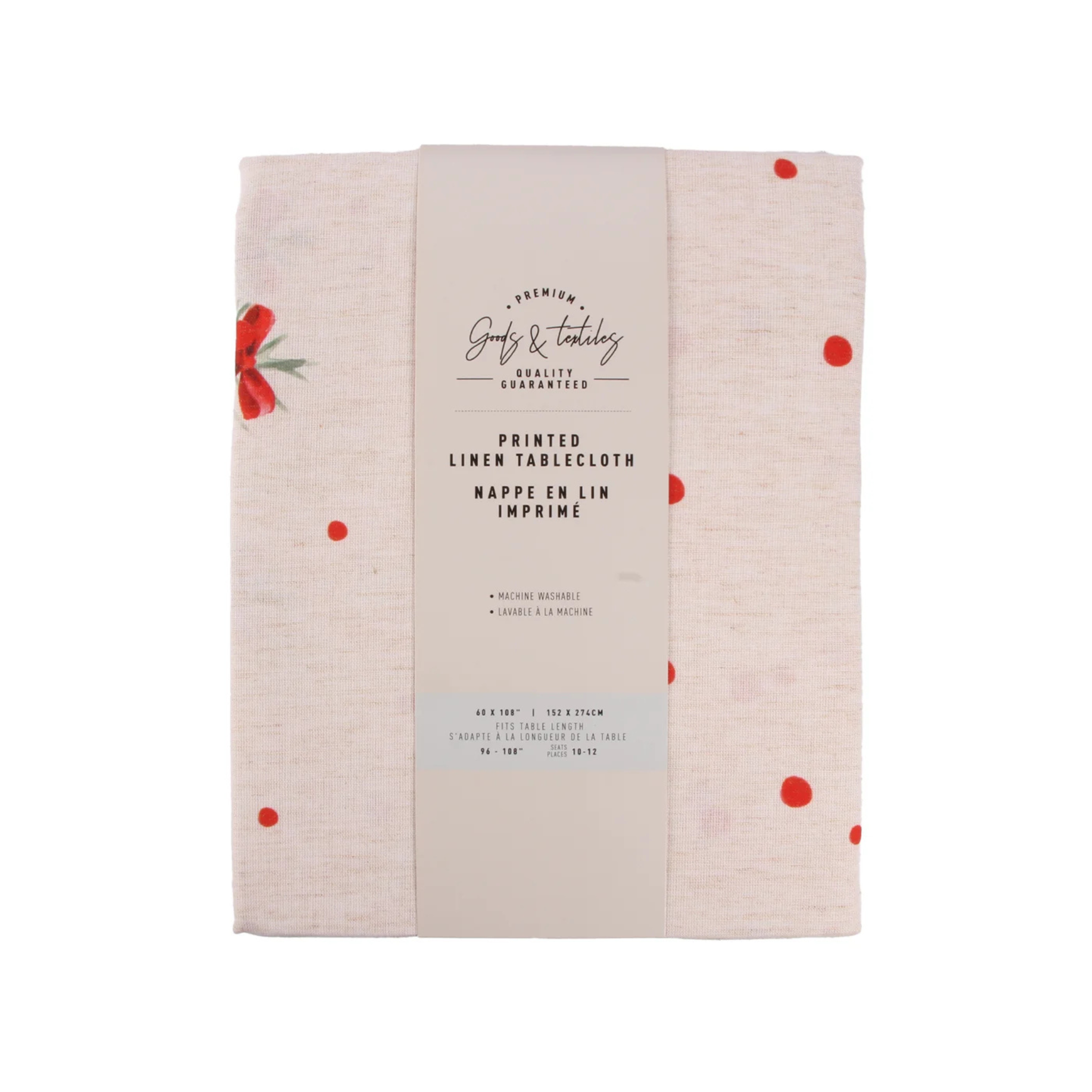 Nappe des Fêtes sapins en lin 60 x 108 po