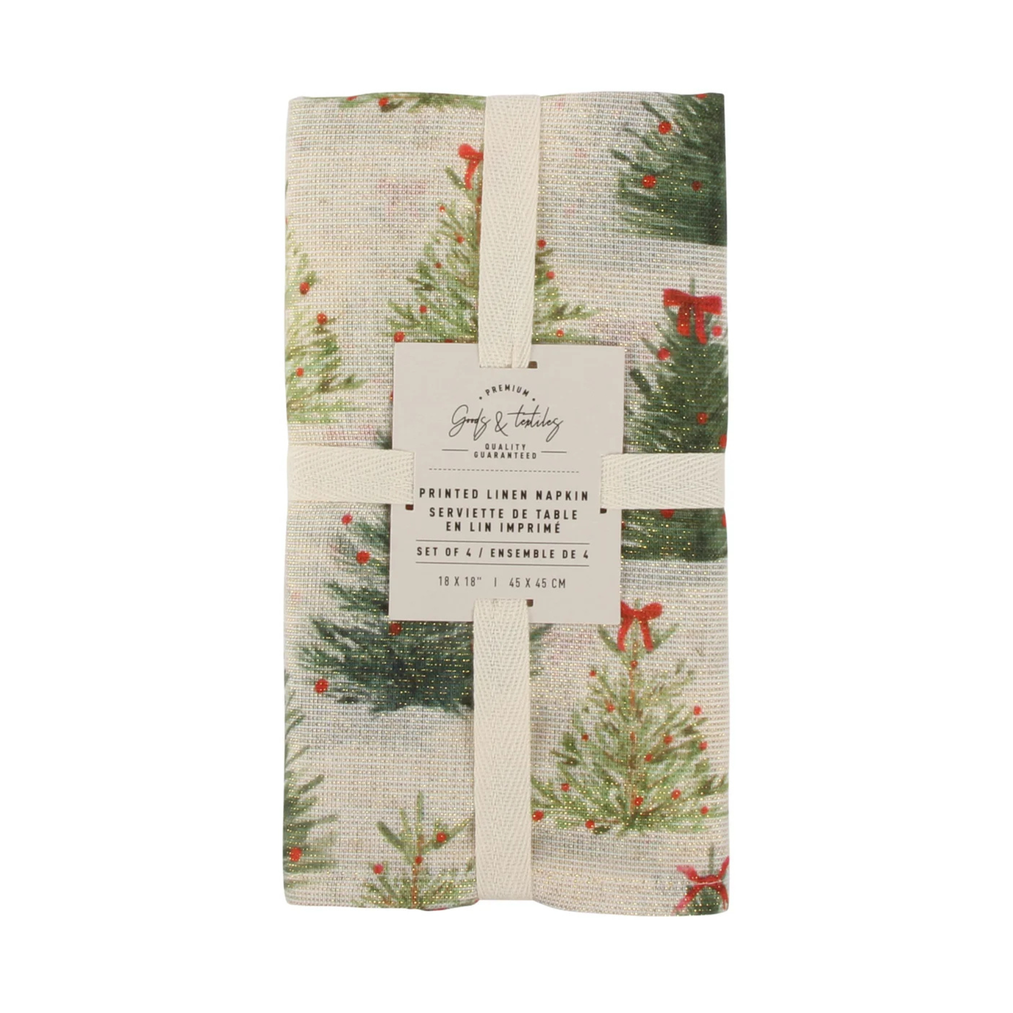 Ensemble de 4 serviettes de table arbre de noël 45 x 45 cm