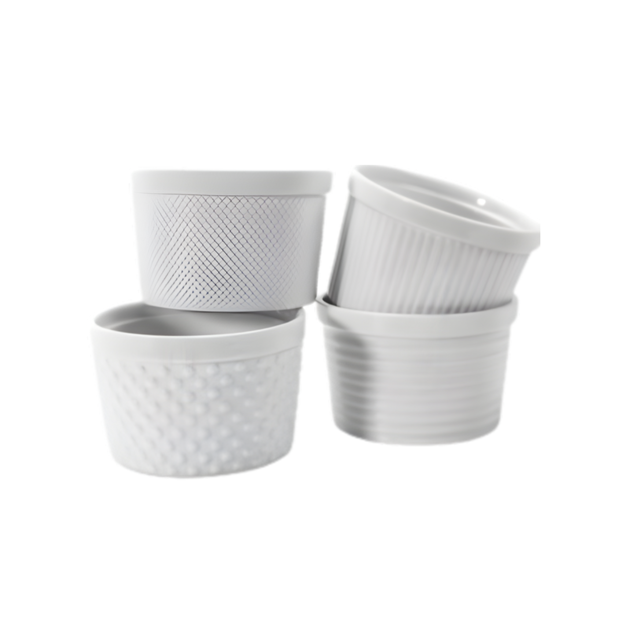 Set of 4 white porcelain ramekins 355 ml - BIA