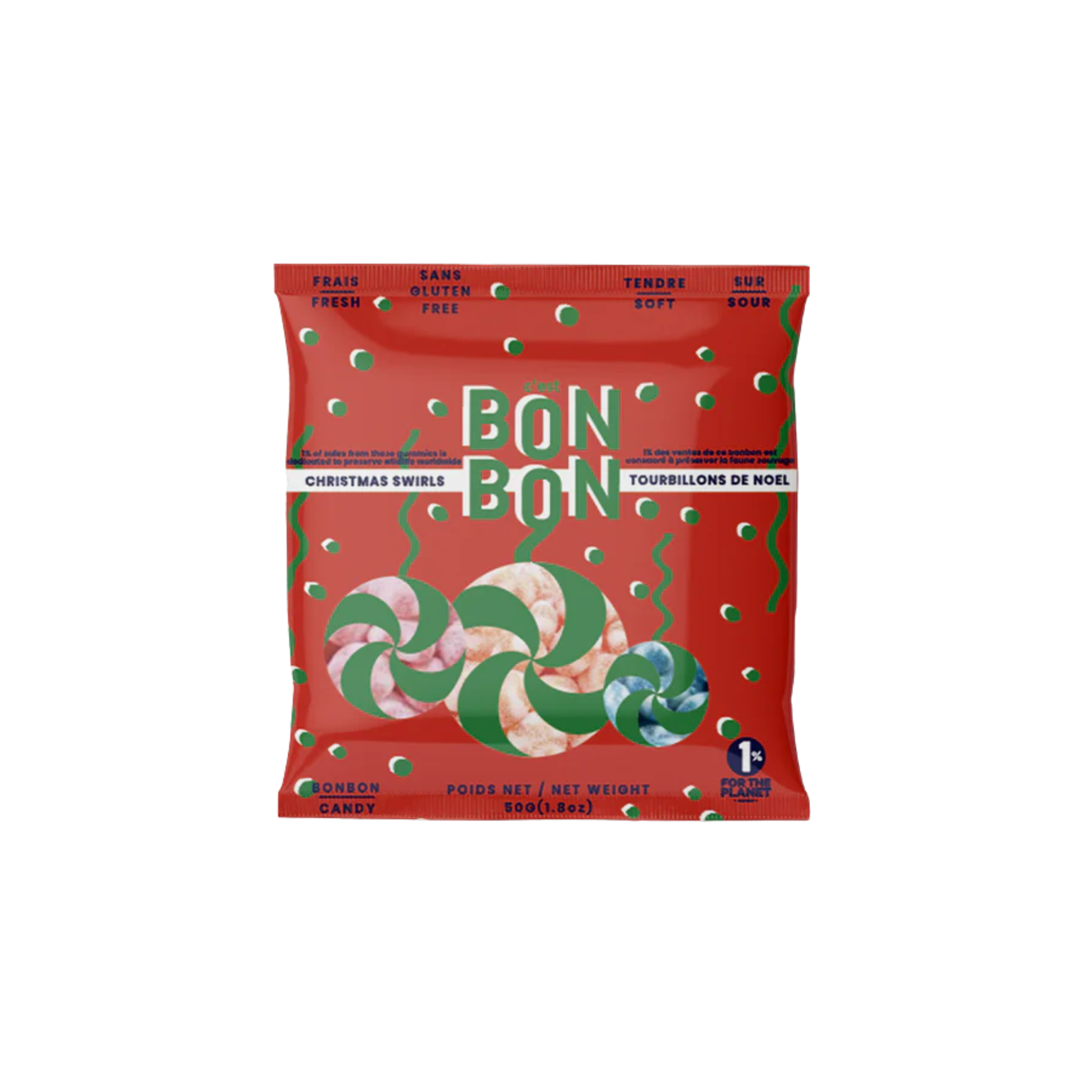 Sac de bonbons Les tourbillons de Noël 50 g - La boîte à bonbons