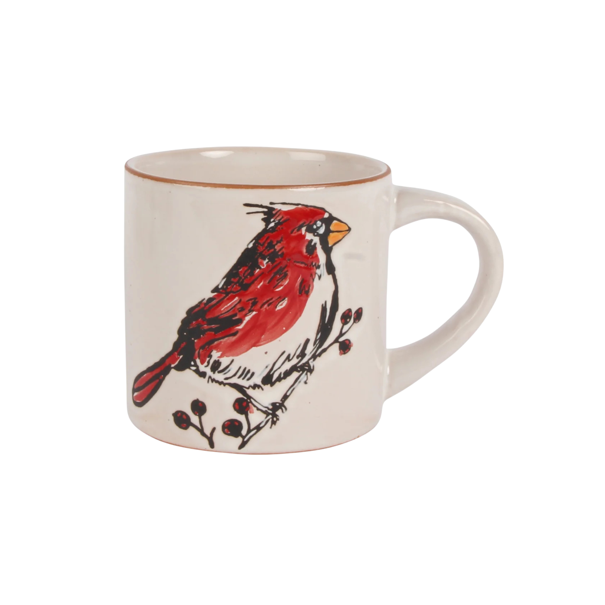 Tasse beige en céramique avec cardinal 400 ml