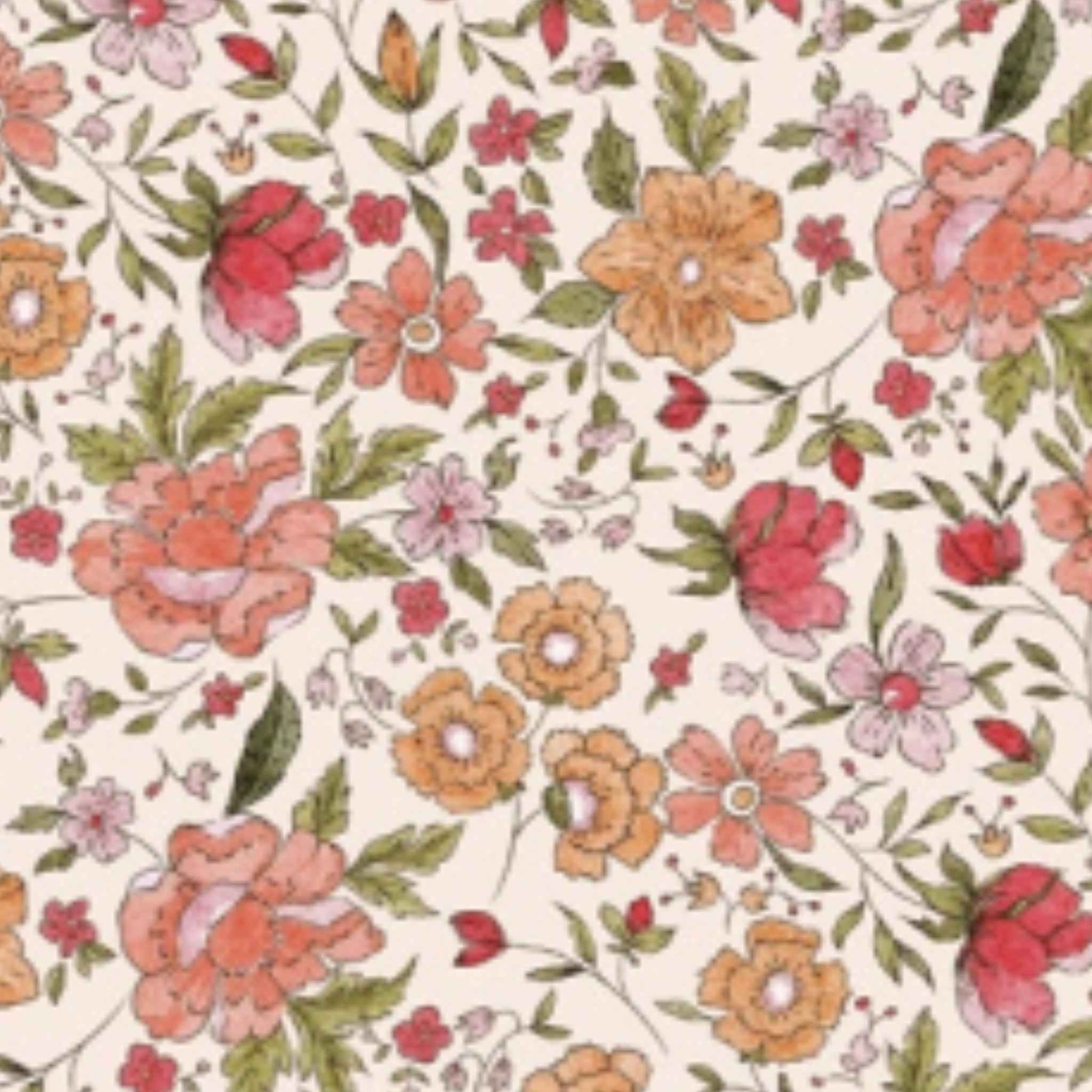 Nappe en polyester à motif de fleurs jaunes, roses et orange 60x60 - Brunelli