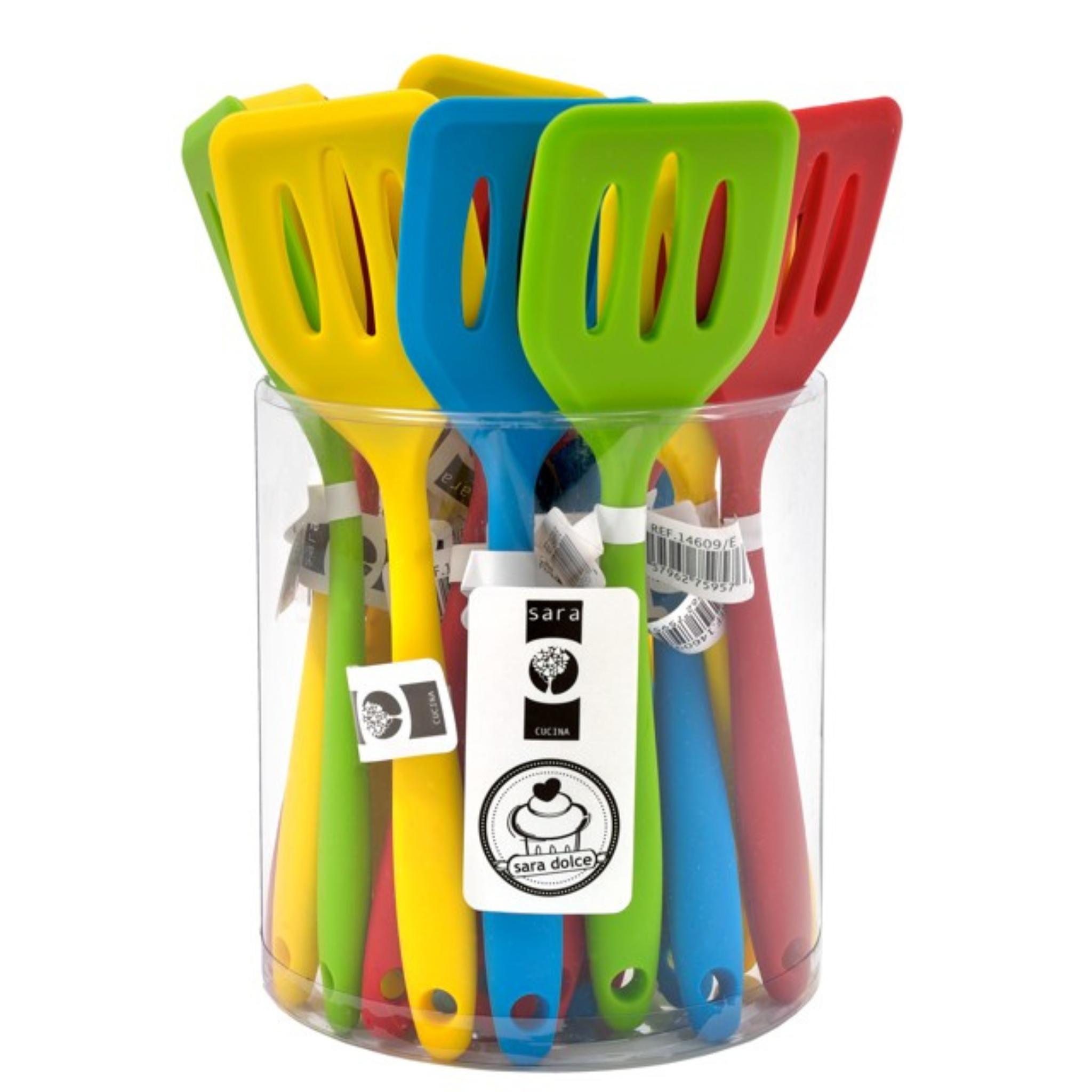 Mini spatule à fentes en silicone de couleurs variées 21cm