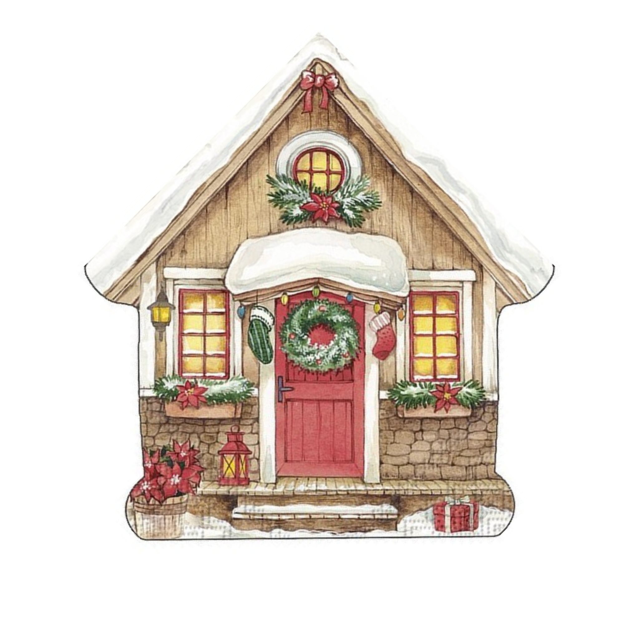 Ensemble de 12 serviettes en papier maison festive découpée