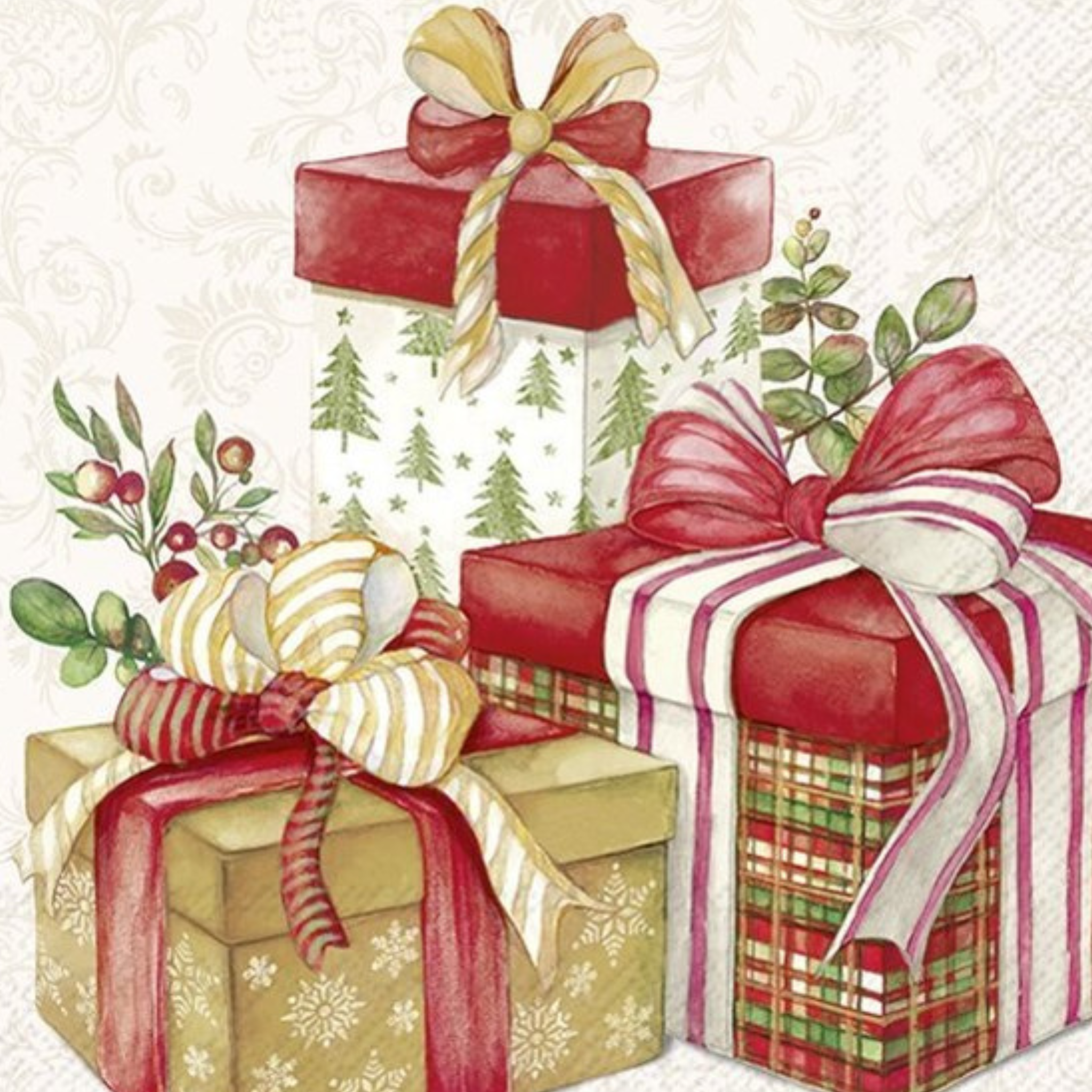 Ensemble de 20 serviettes en Papier cadeaux du Père-Noel
