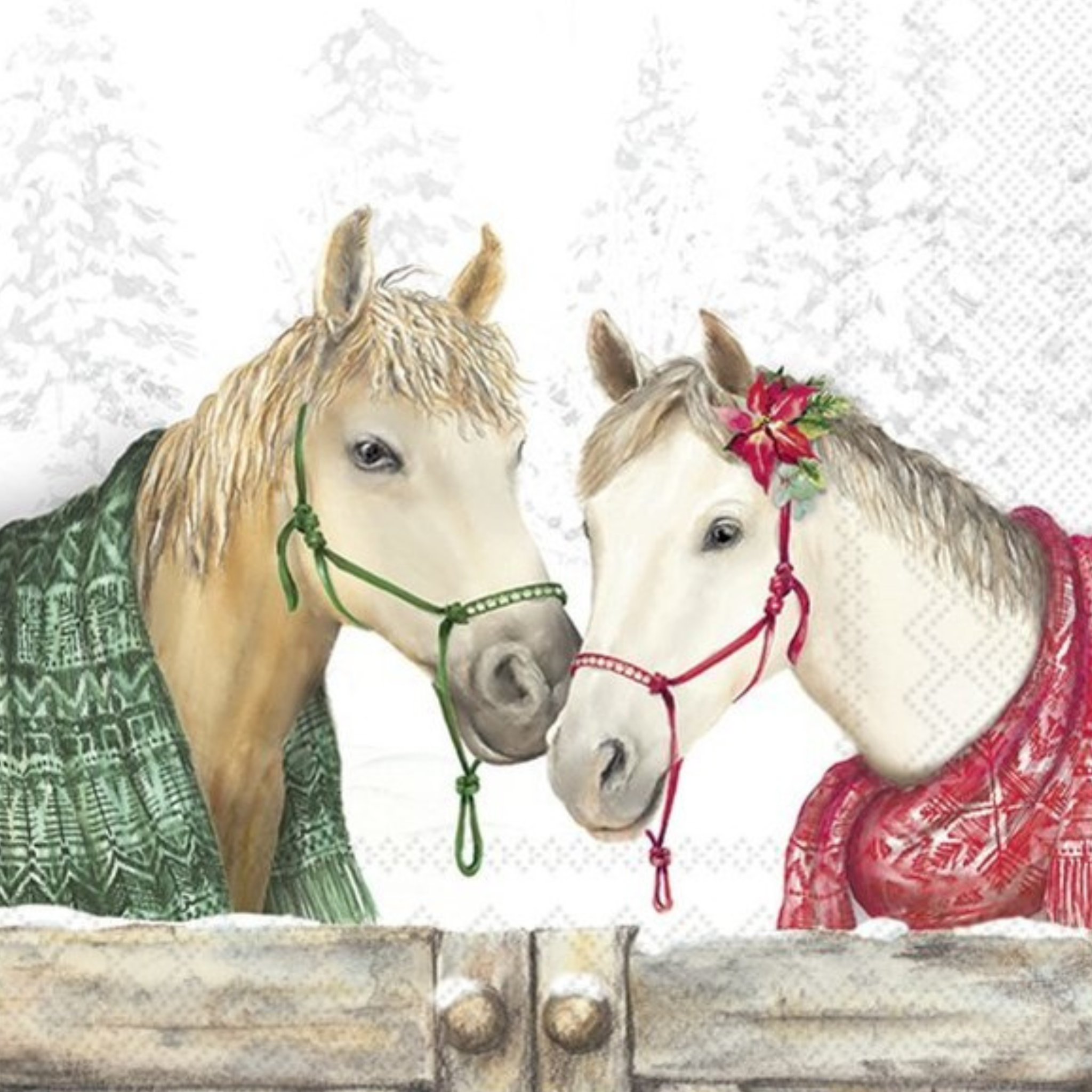 Ensemble de 20 serviettes en papier Chevaux d'hiver