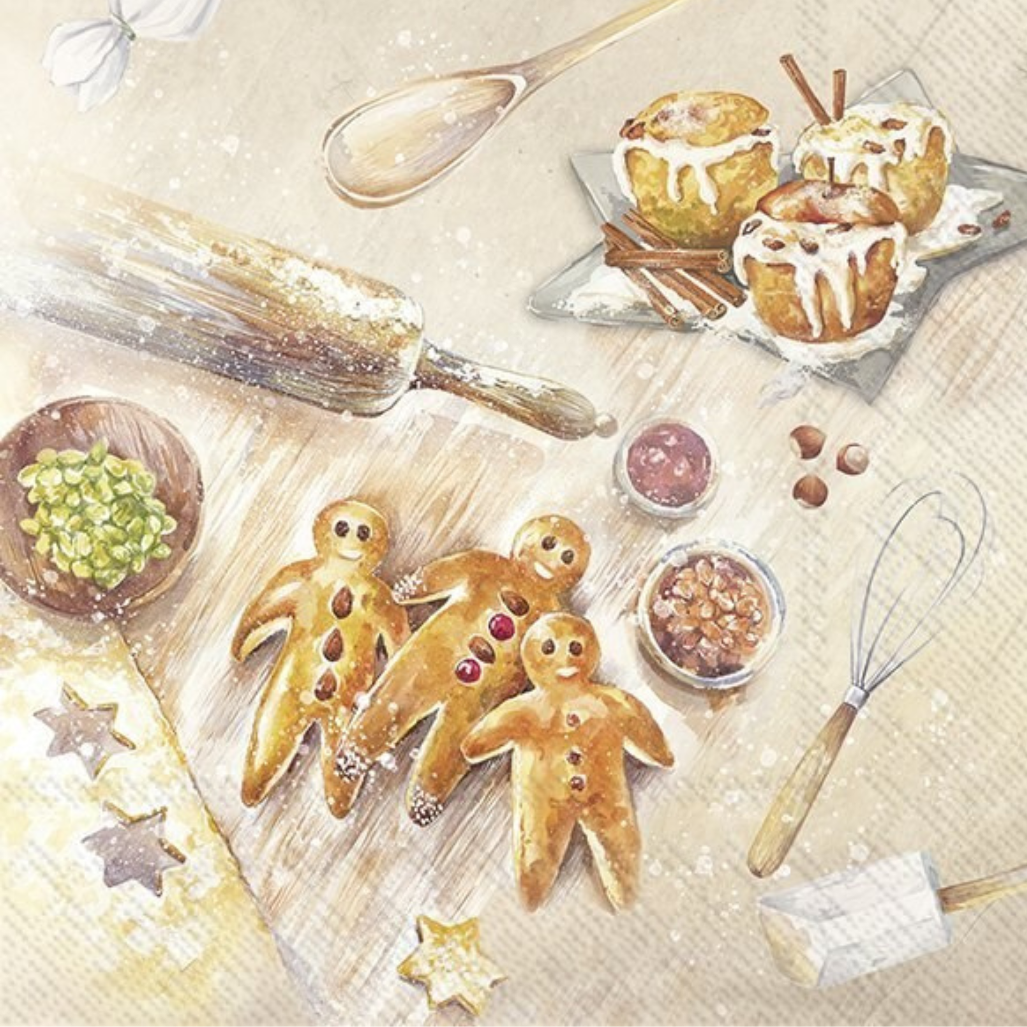 Ensemble de 20 serviettes en papier Boulangerie de Noël