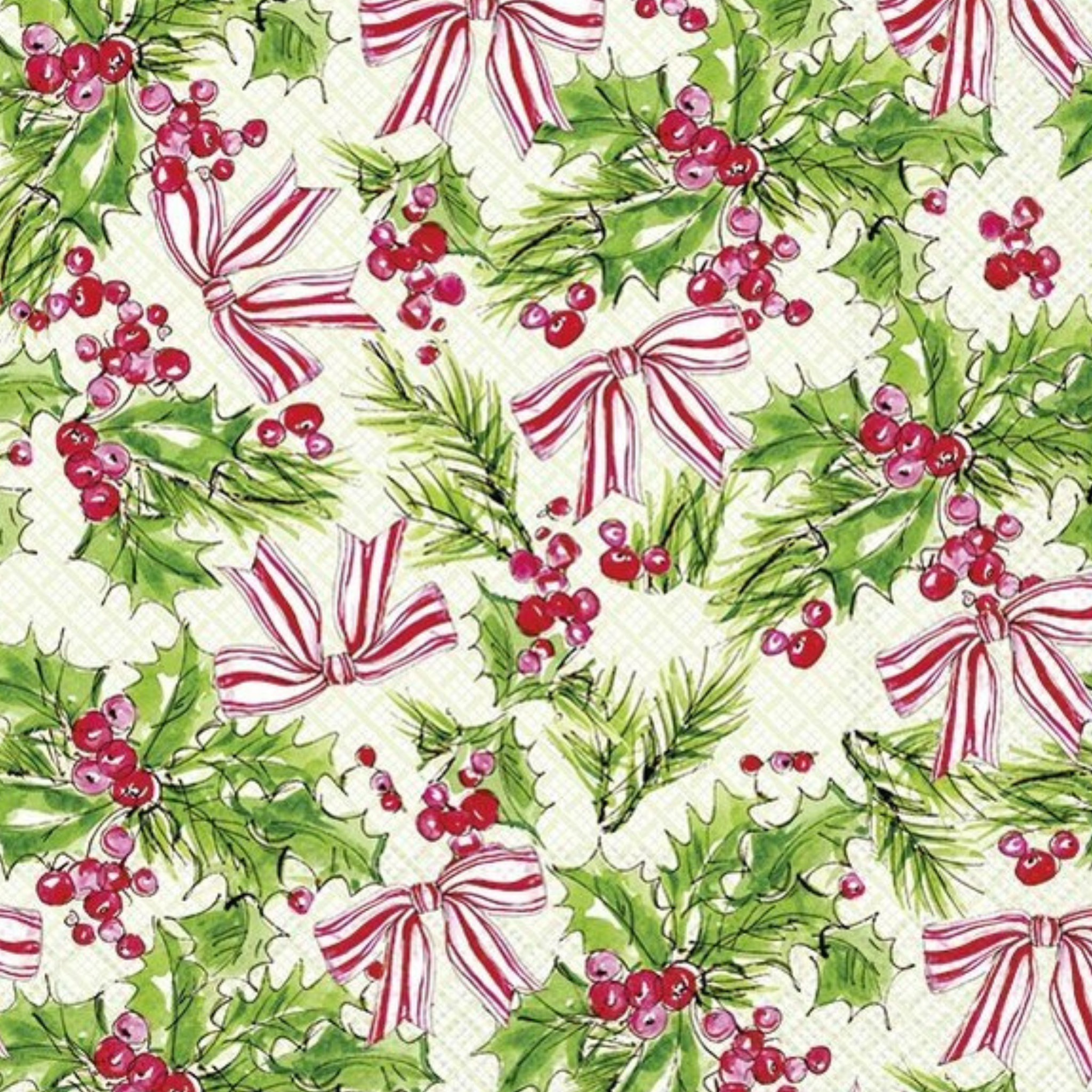 Ensemble de 20 serviettes en Papier houx vert