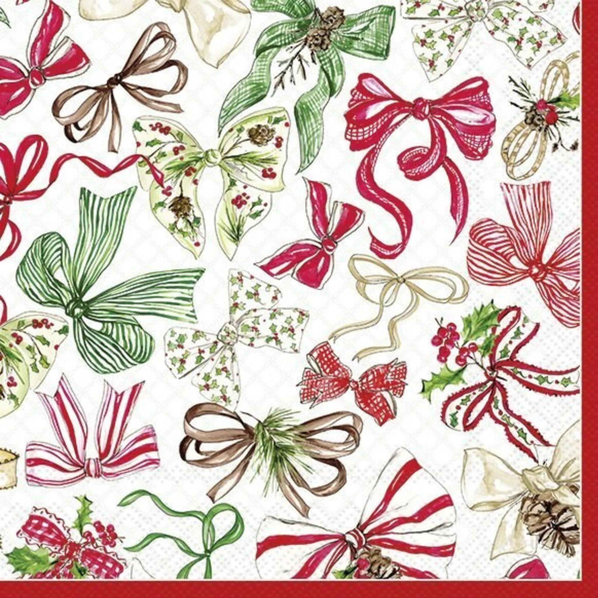 Ensemble de 20 serviettes en papier Boucles rouges de Noël
