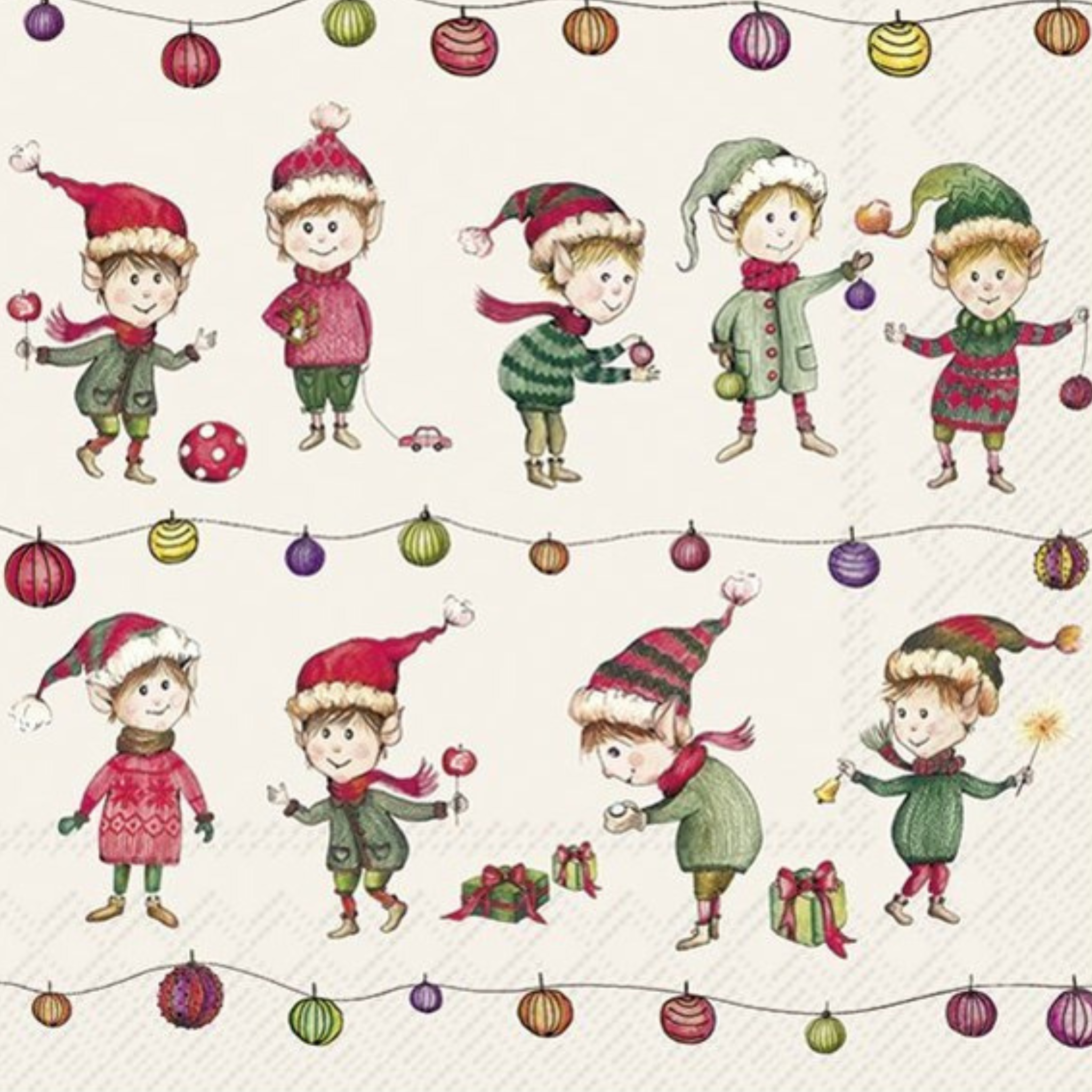 Ensemble de 20 serviettes en papier Les Elfes au travail