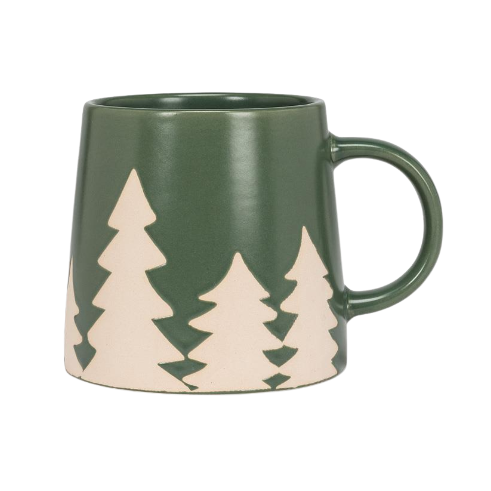 Green mug with fir trees 414 ml