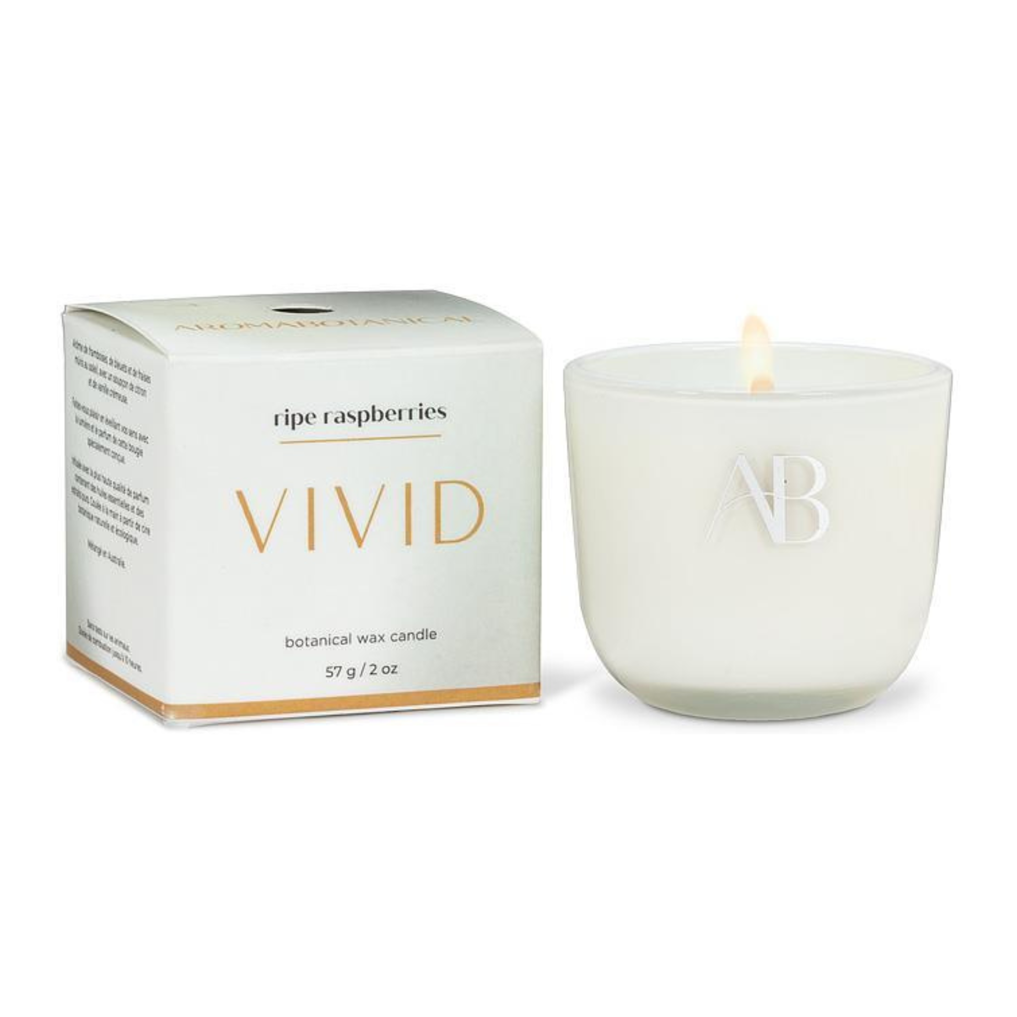 Chandelle parfumée aux framboises mûres sur piédestal 57 g - Aromabotanical