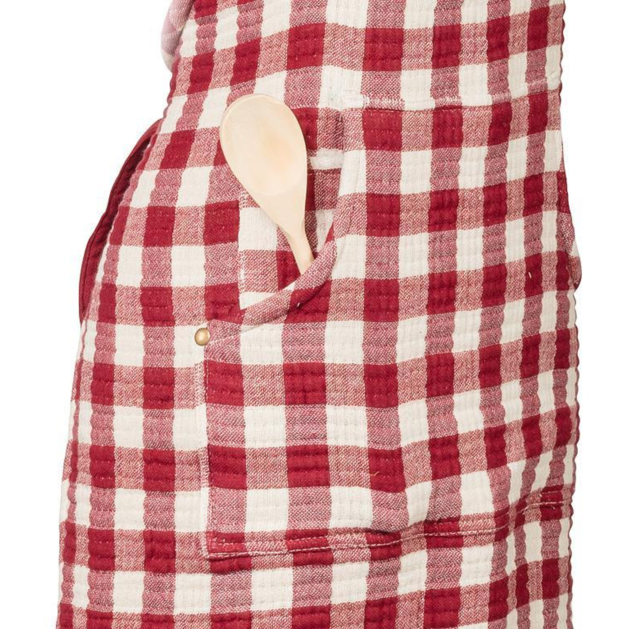 Red and white checkered apron