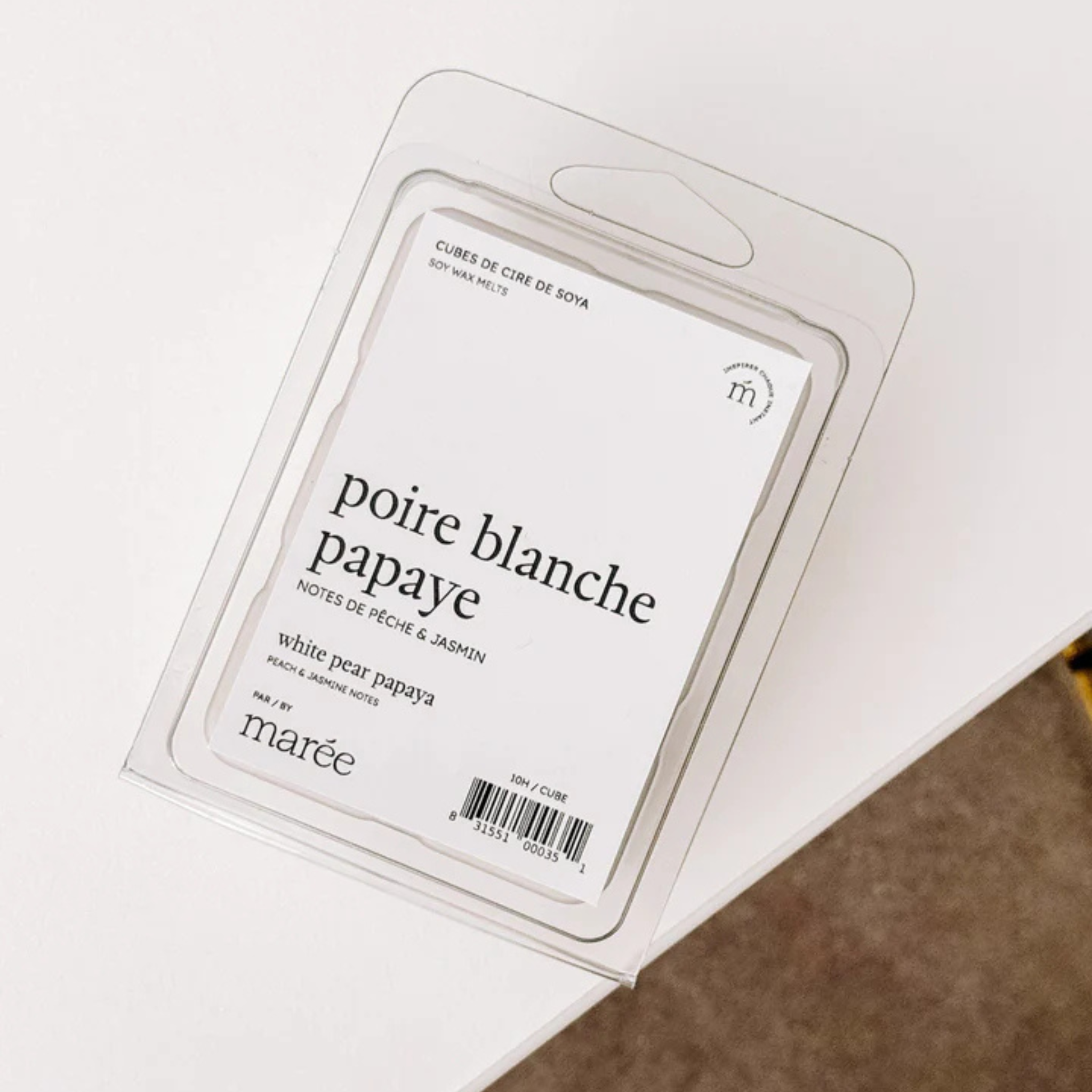 Cubes de cire de soya Poire blanche et papaye - Marée Chandelles