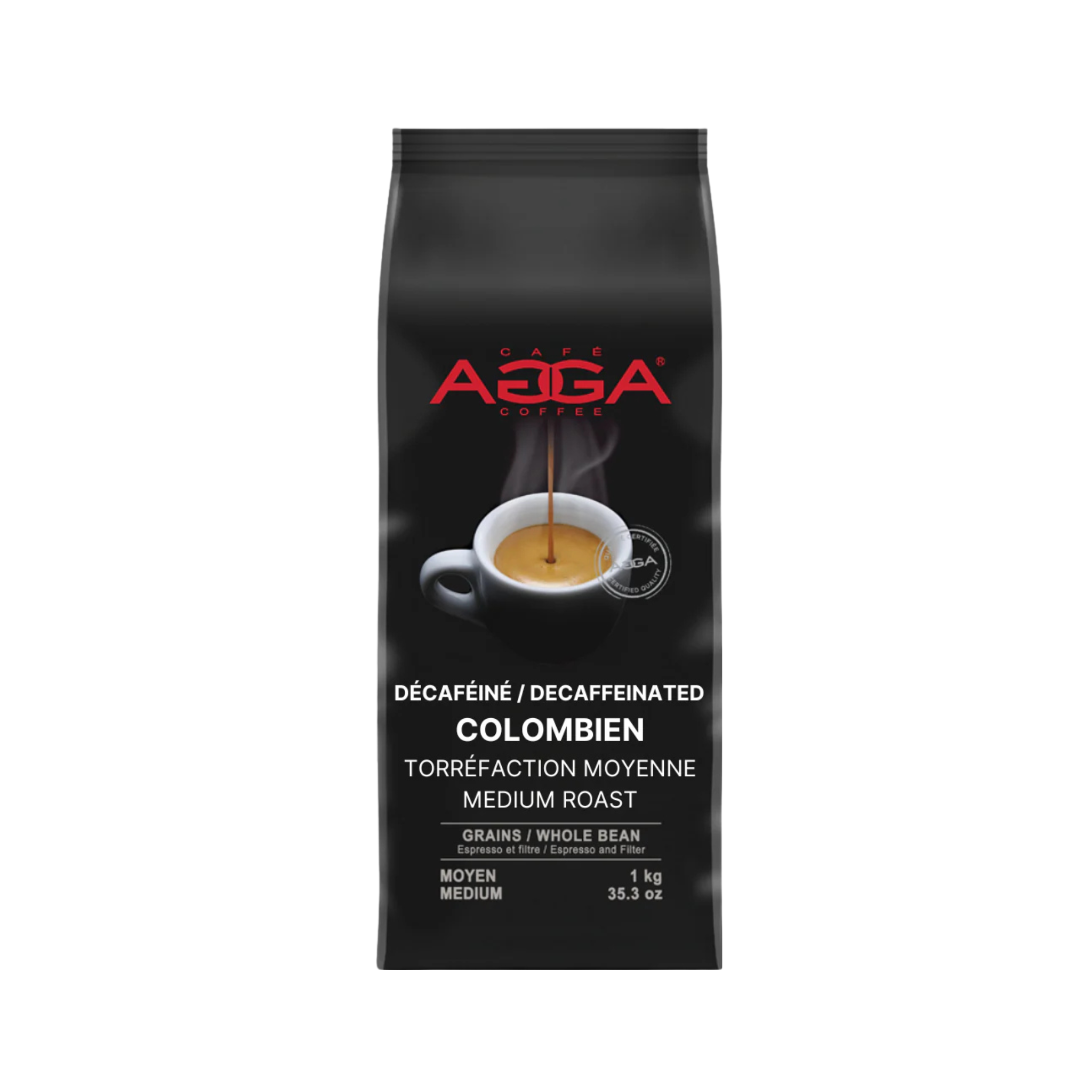 Café en grains Colombien Décaféiné 1 kg - AGGA