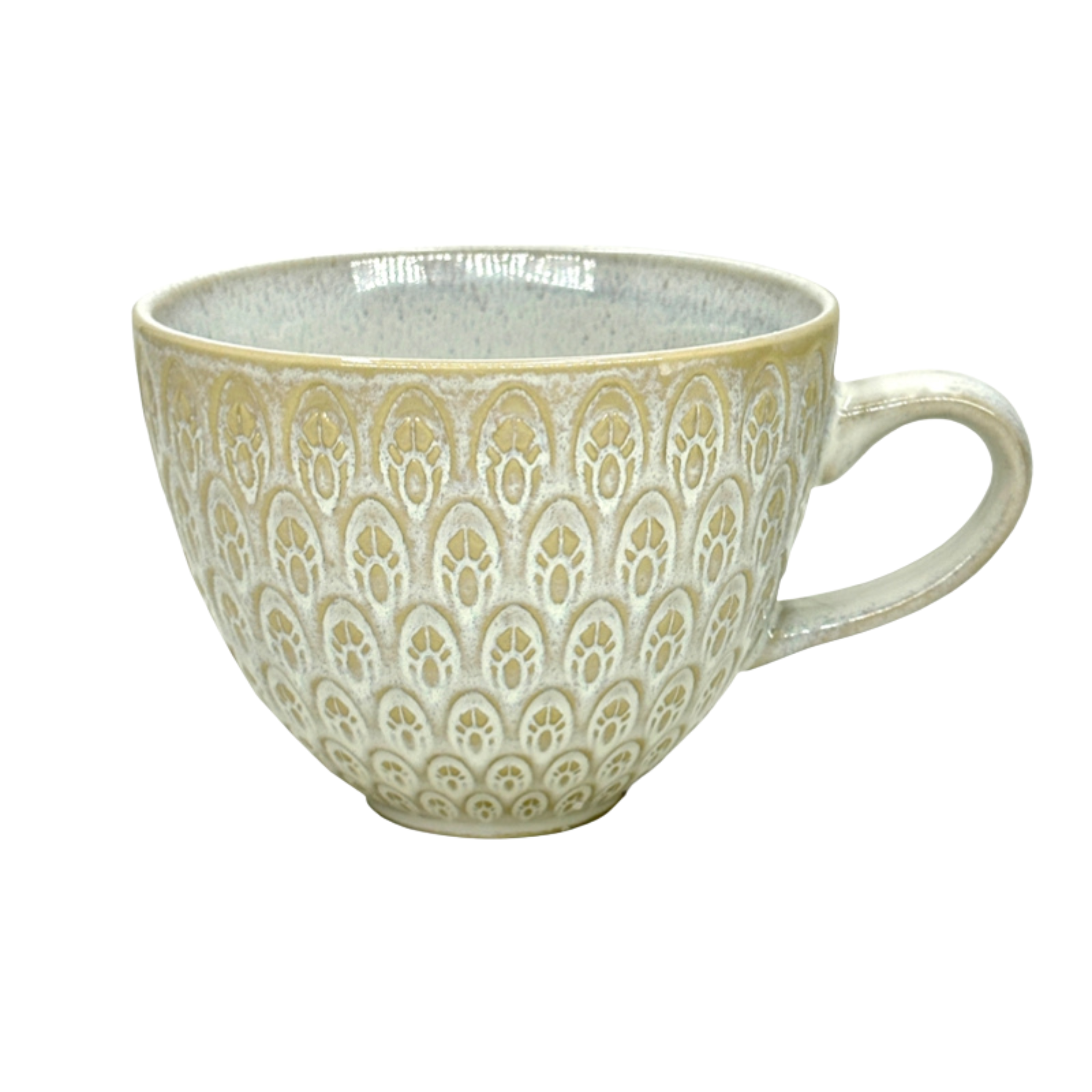 Tasse en céramique crème motif plume 500 ml - BIA