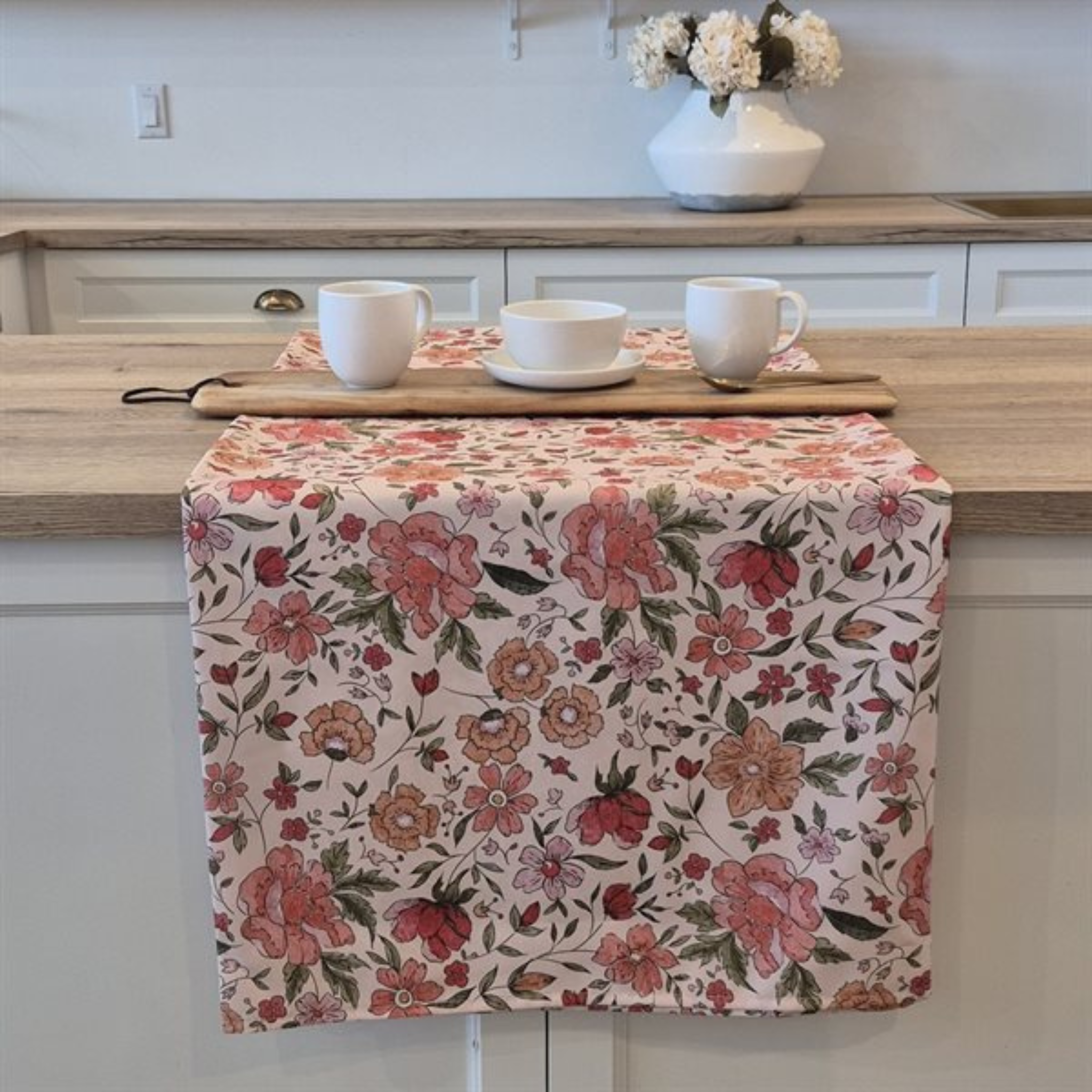 Nappe en polyester à motif de fleurs jaunes, roses et orange 54x72 - Brunelli
