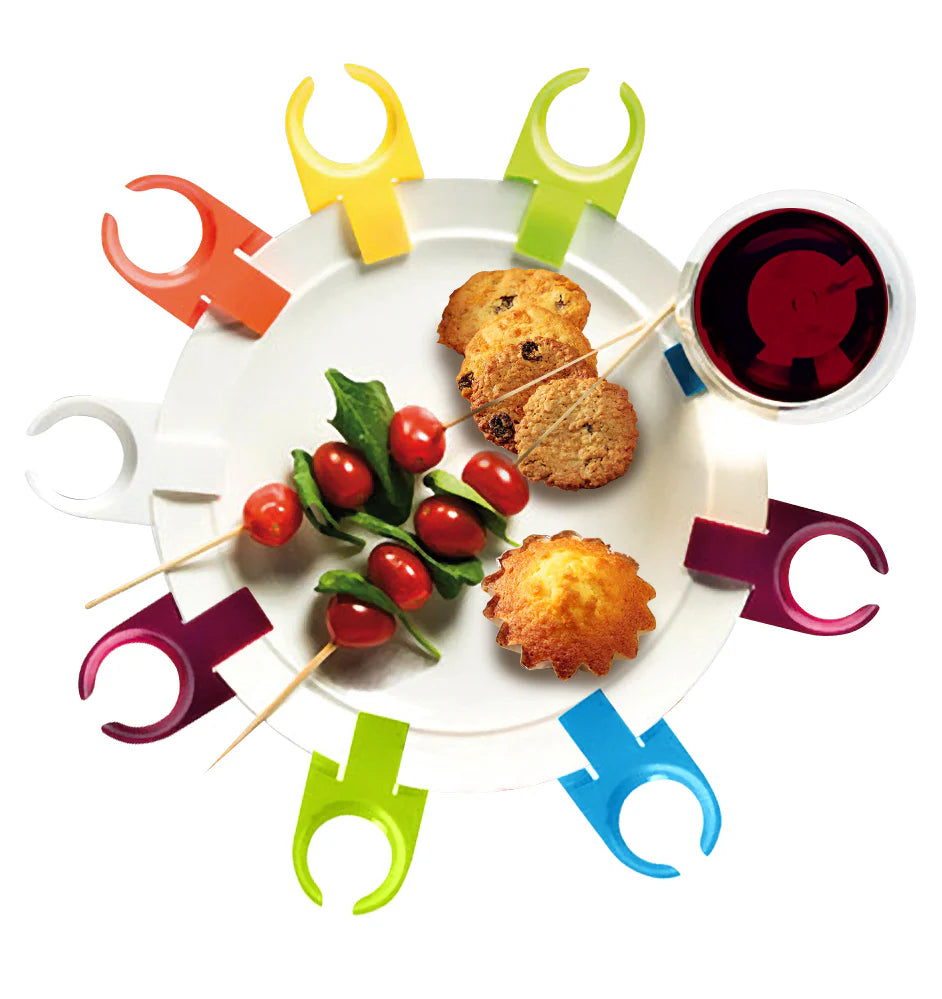 Ensemble de 6 pinces à assiettes pour verres à pied