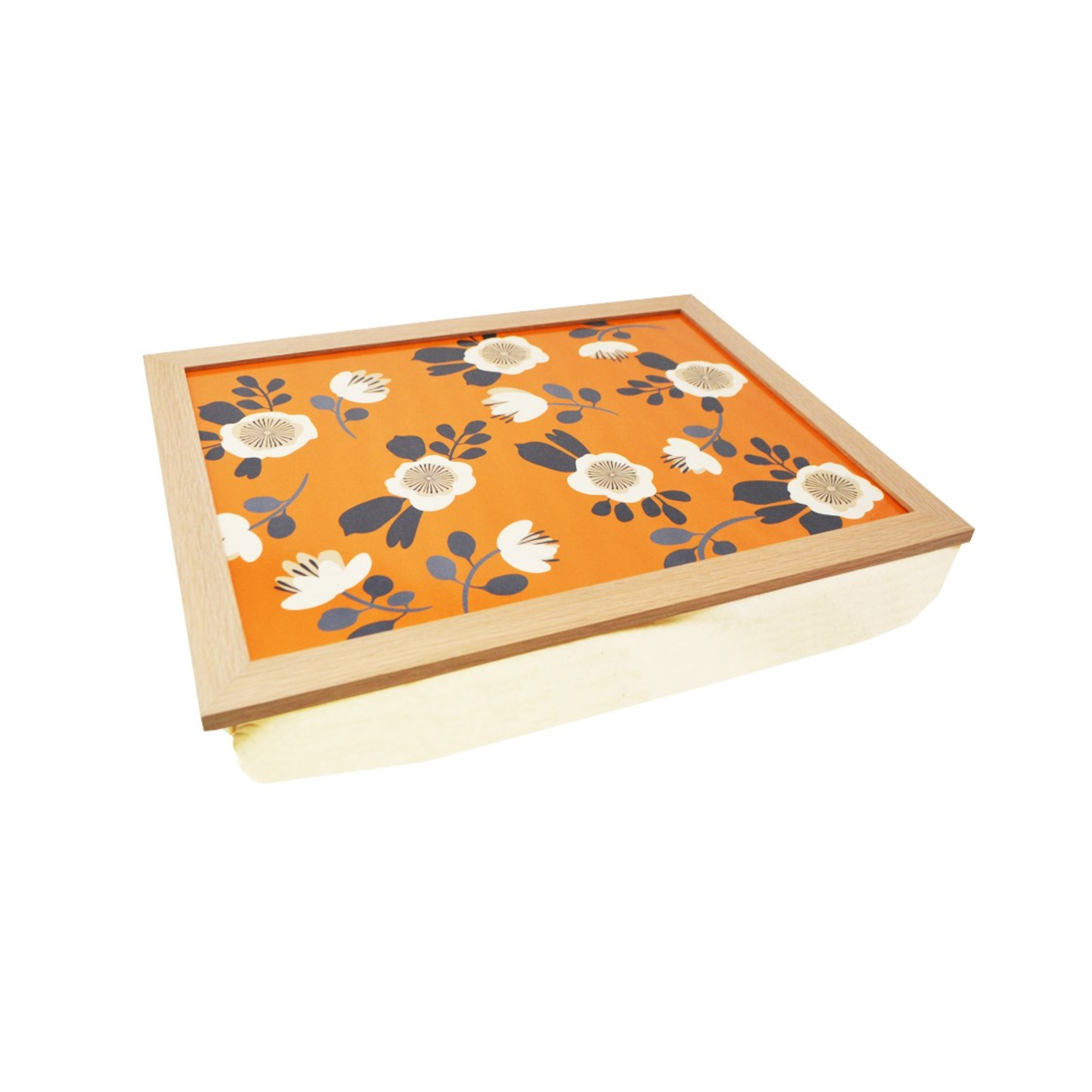 Plateau avec coussin Fleuri ocre