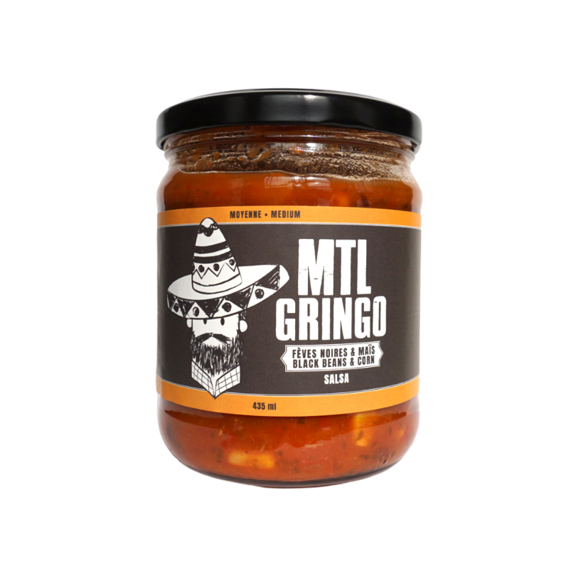 Salsa moyenne aux fèves noires et maïs 435ml - Mtl Gringo