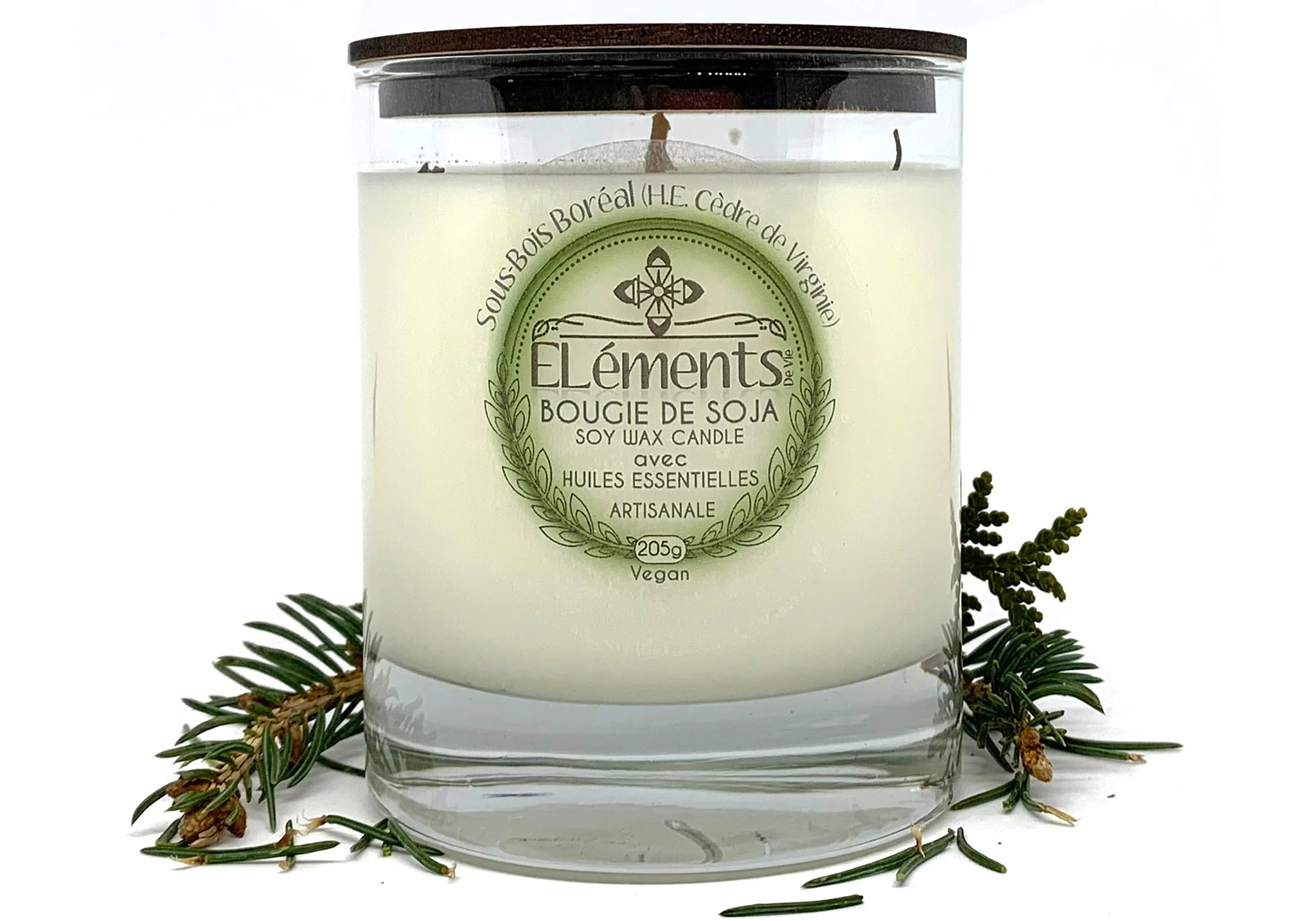 Chandelle de soja Sous-bois Boréal 205g - Éléments de vie