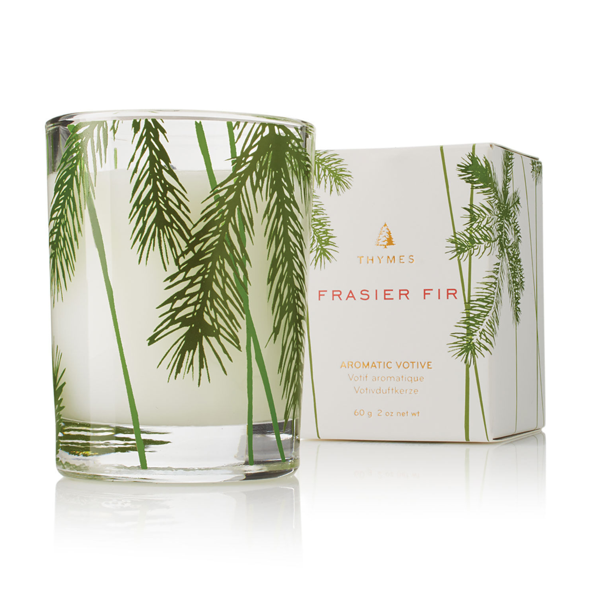 Chandelle Frasier Fir avec motif d’aiguilles de pin 60g - Thymes