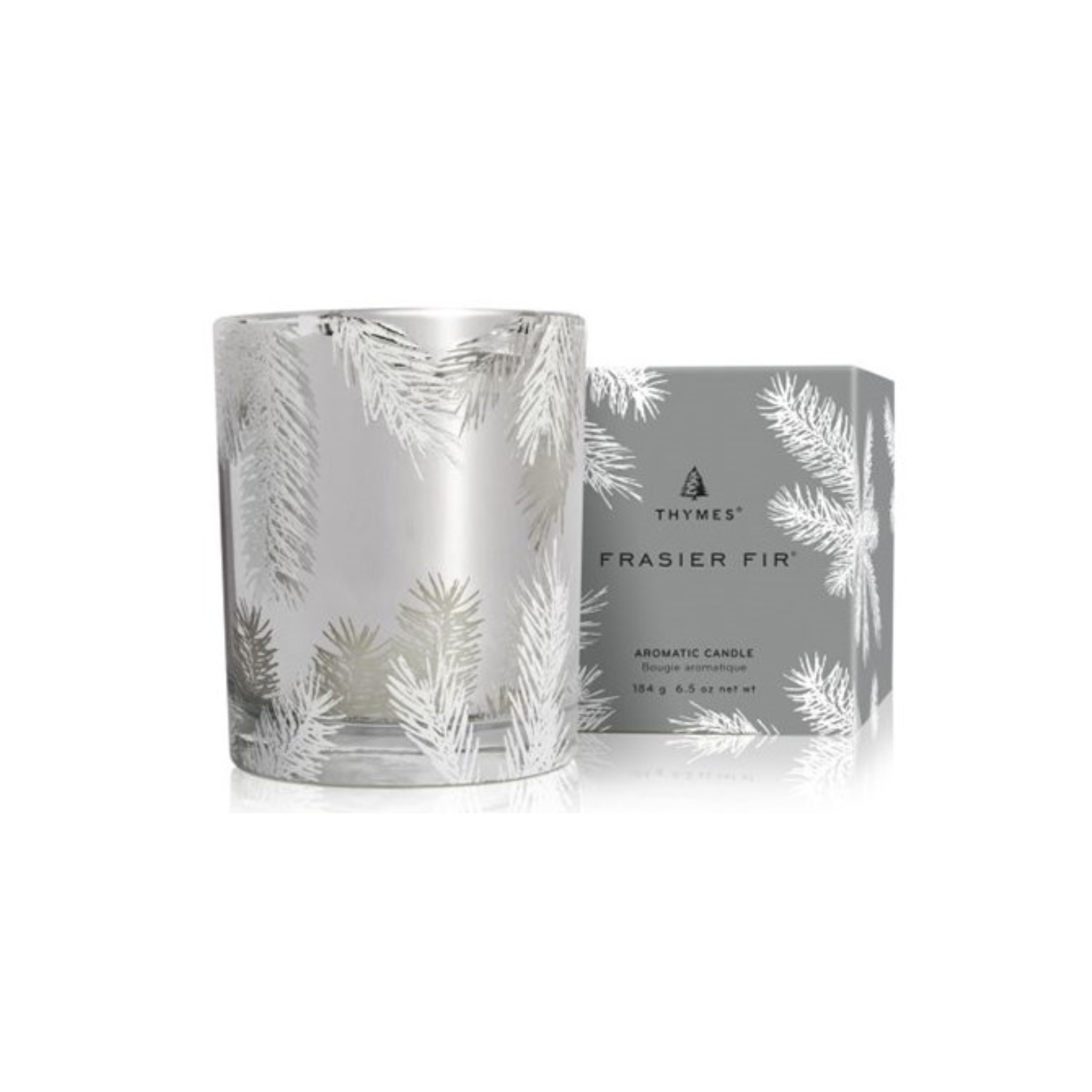 Chandelle Grise Frasier Fir avec motif d’aiguilles de pin 184g - Thymes