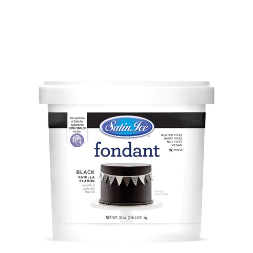 Fondant à gâteau à la vanille noir 1 kg - Satin Ice