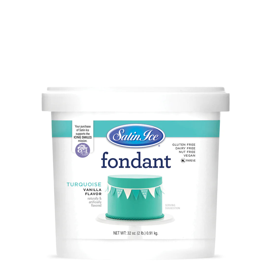 Fondant à gâteau à la vanille Turquoise 1kg - Satin Ice