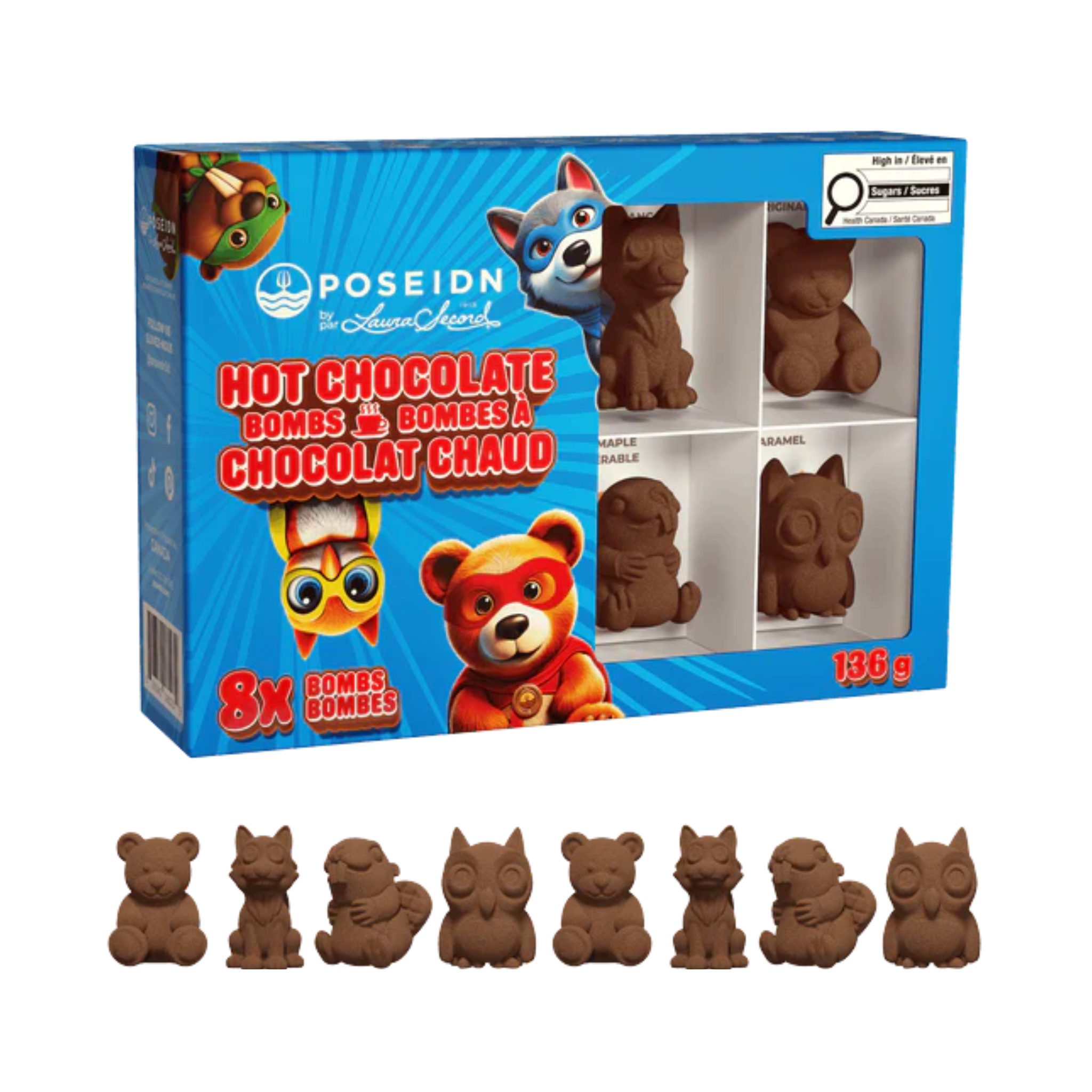 Ensemble de 8 bombes de chocolat chaud Super coffret - Poseidn