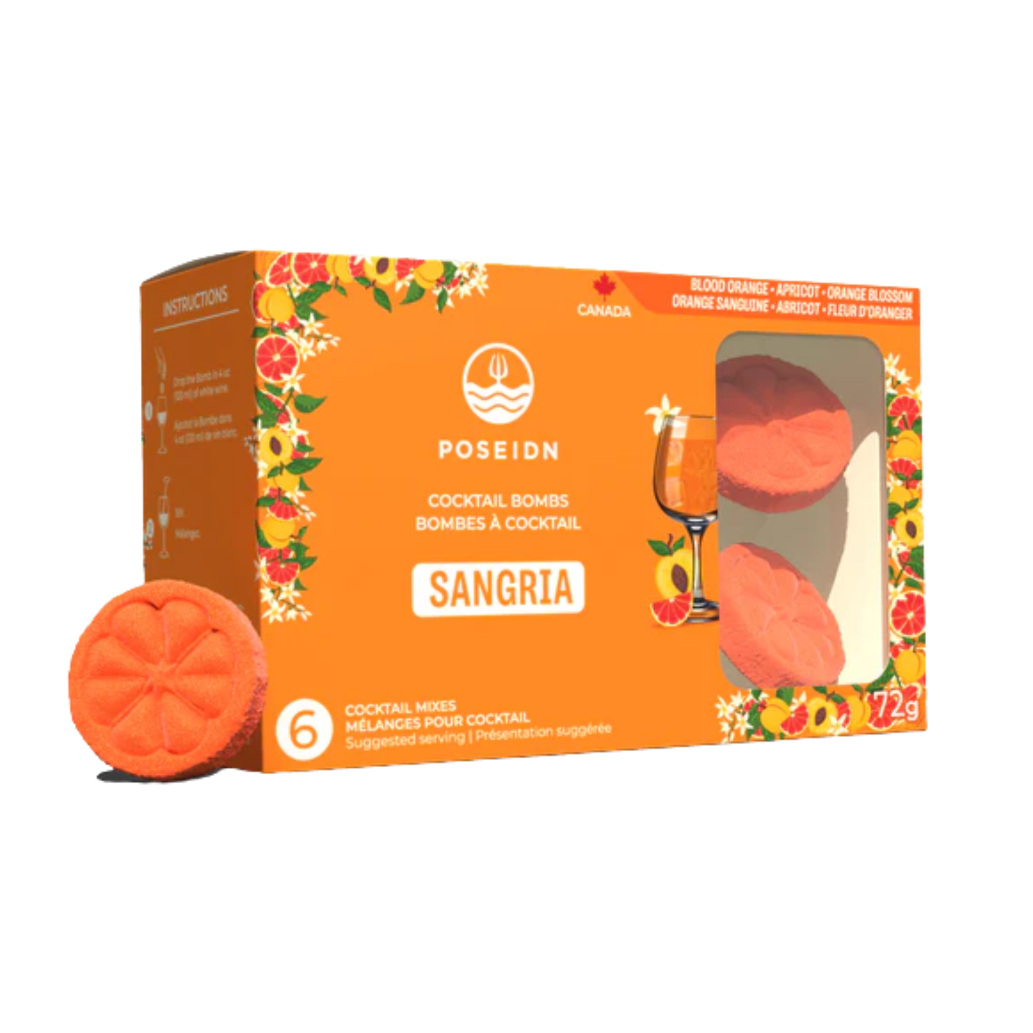 Ensemble de 6 bombes à cocktail Sangria orange sanguine, abricot et fleur d'oranger - Poseidn