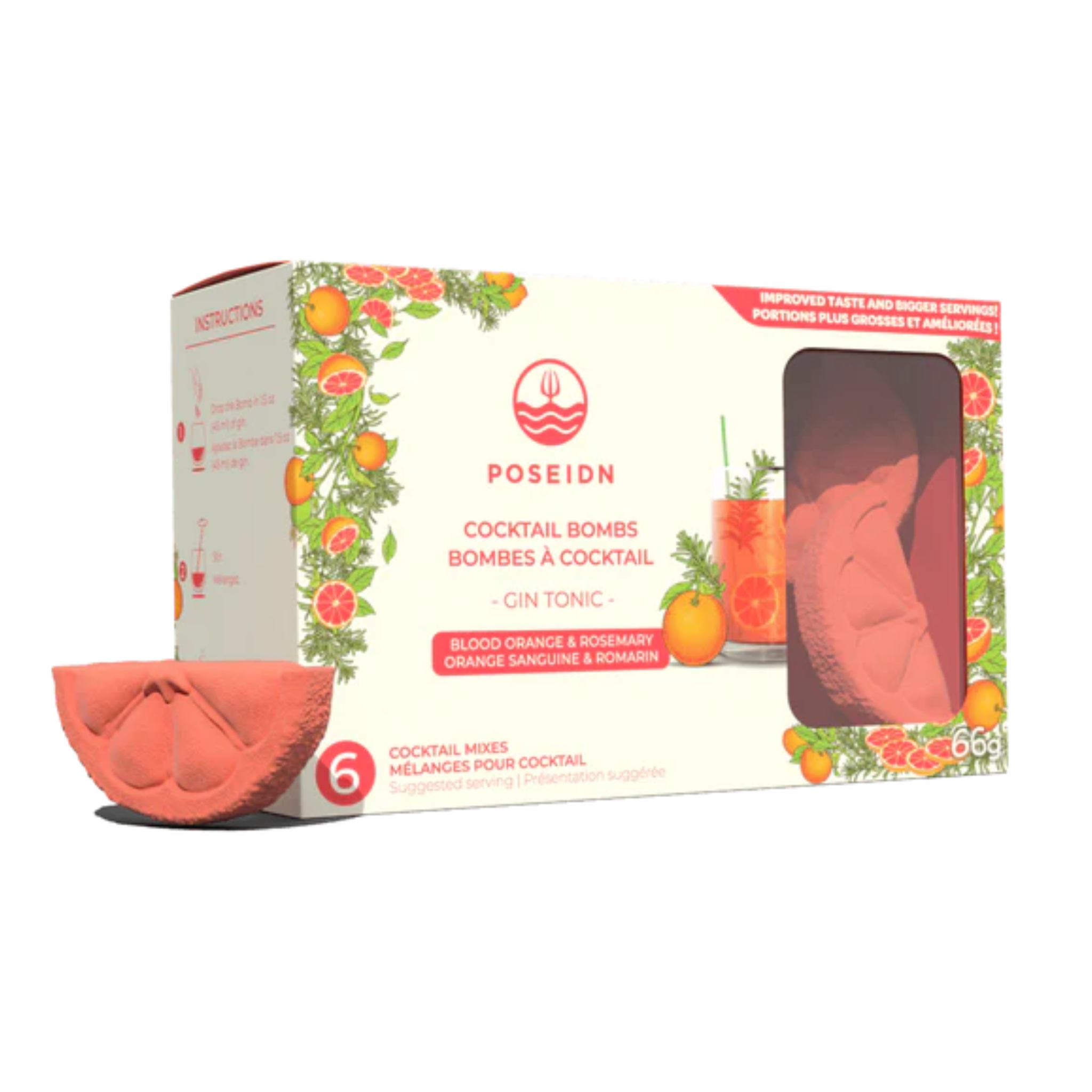 Ensemble de 6 bombes à cocktail Gin tonic orange sanguine et romarin - Poseidn