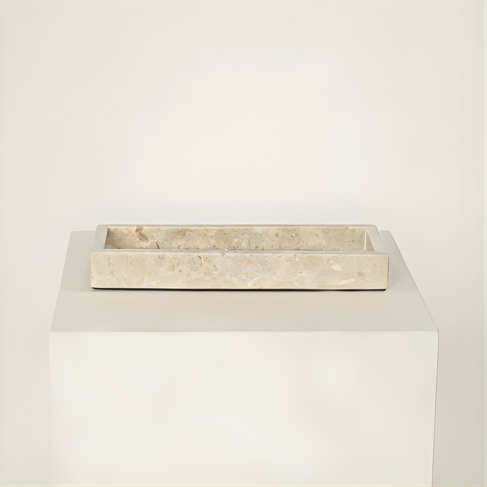 Plateau avec rebord en marbre crème 25 cm - Crusoë