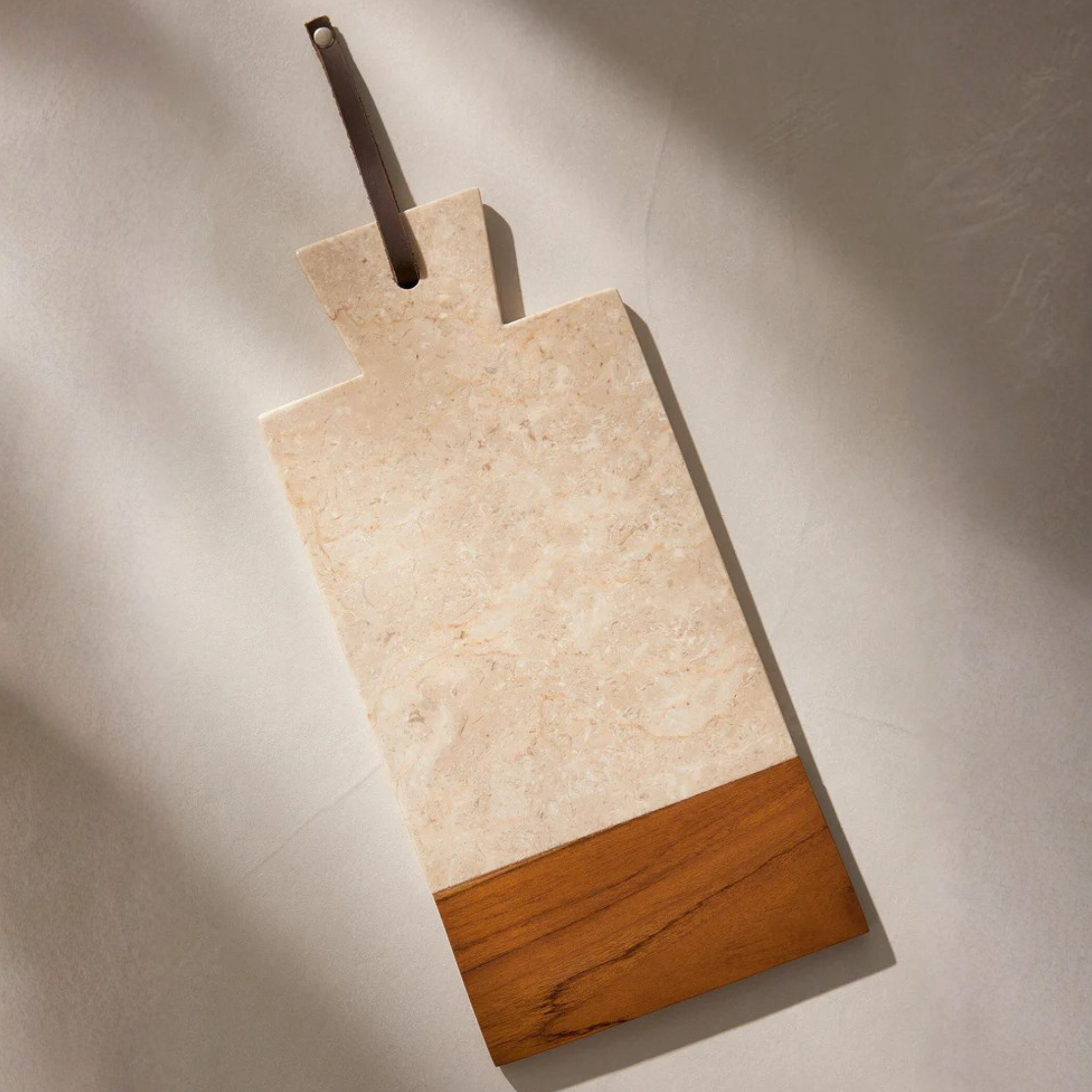 Planche à découper en marbre blanc et bois de teck 35 cm - Crusoë