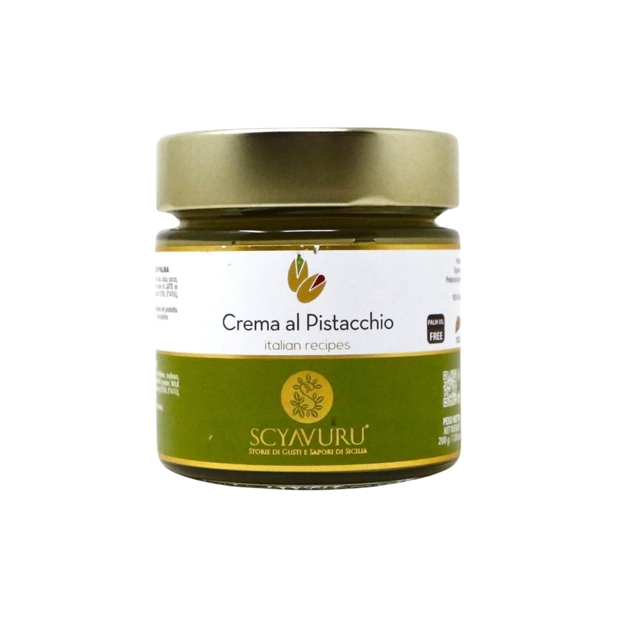 Crème de pistache italienne onctueuse 200g sans huile de palme avec 25% pistaches siciliennes premium Scyavuru
