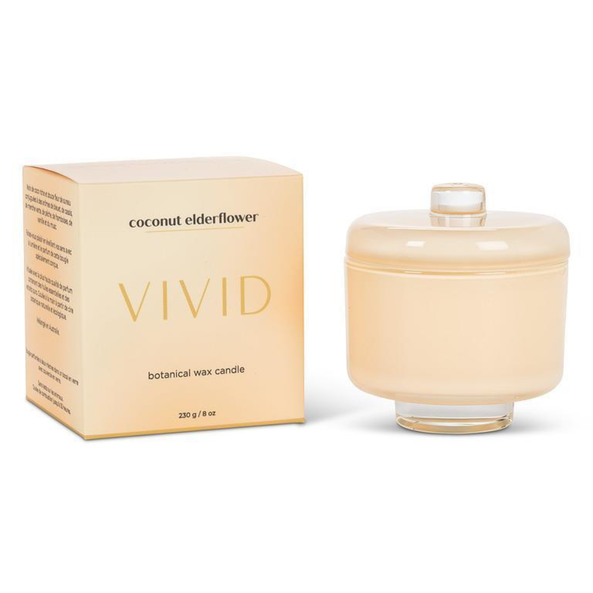 Chandelle parfumée à la noix de coco et fleur de sureau sur piédestal 230 g - Aromabotanical