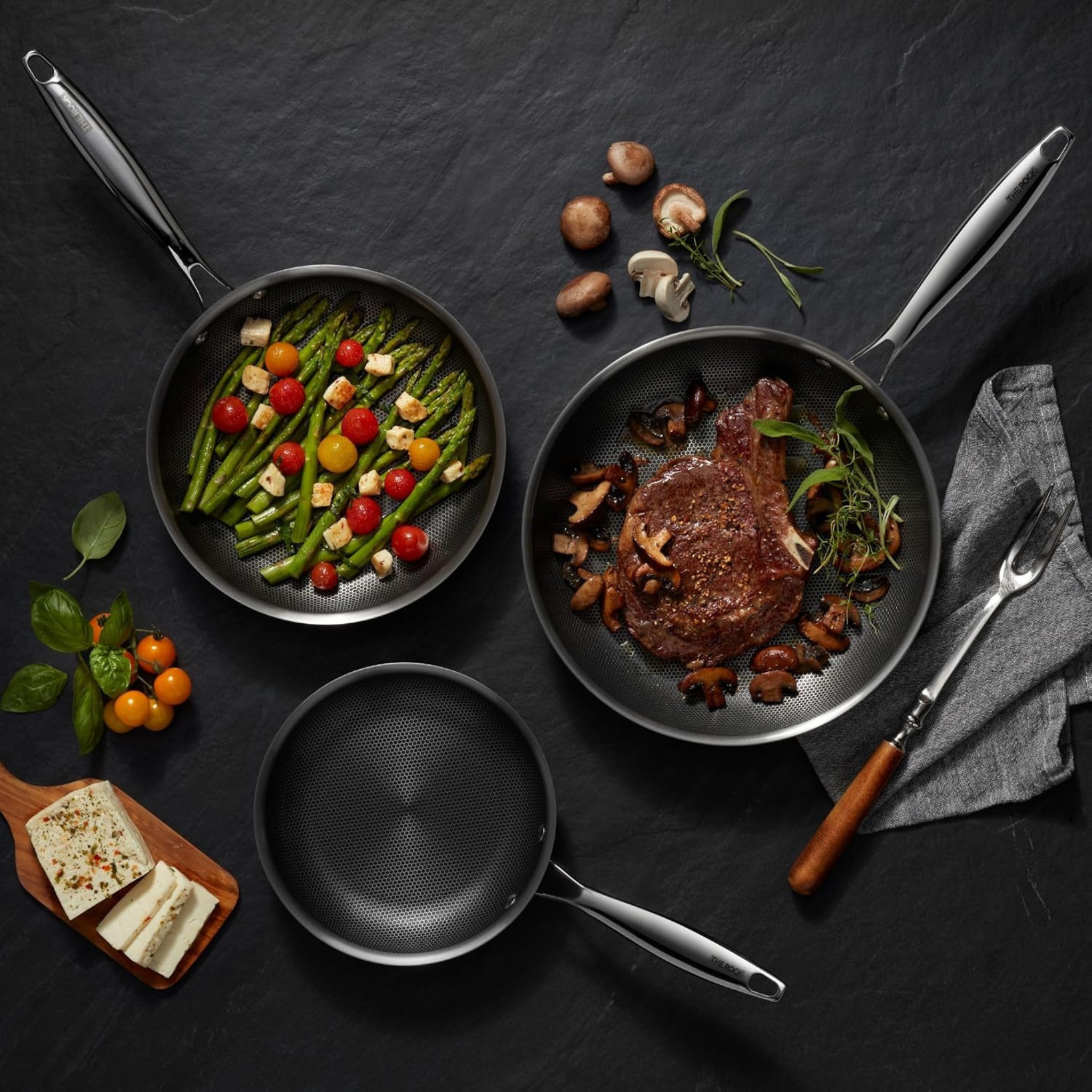 Ensemble de 3 poêles antiadhésives The Rock - Starfrit