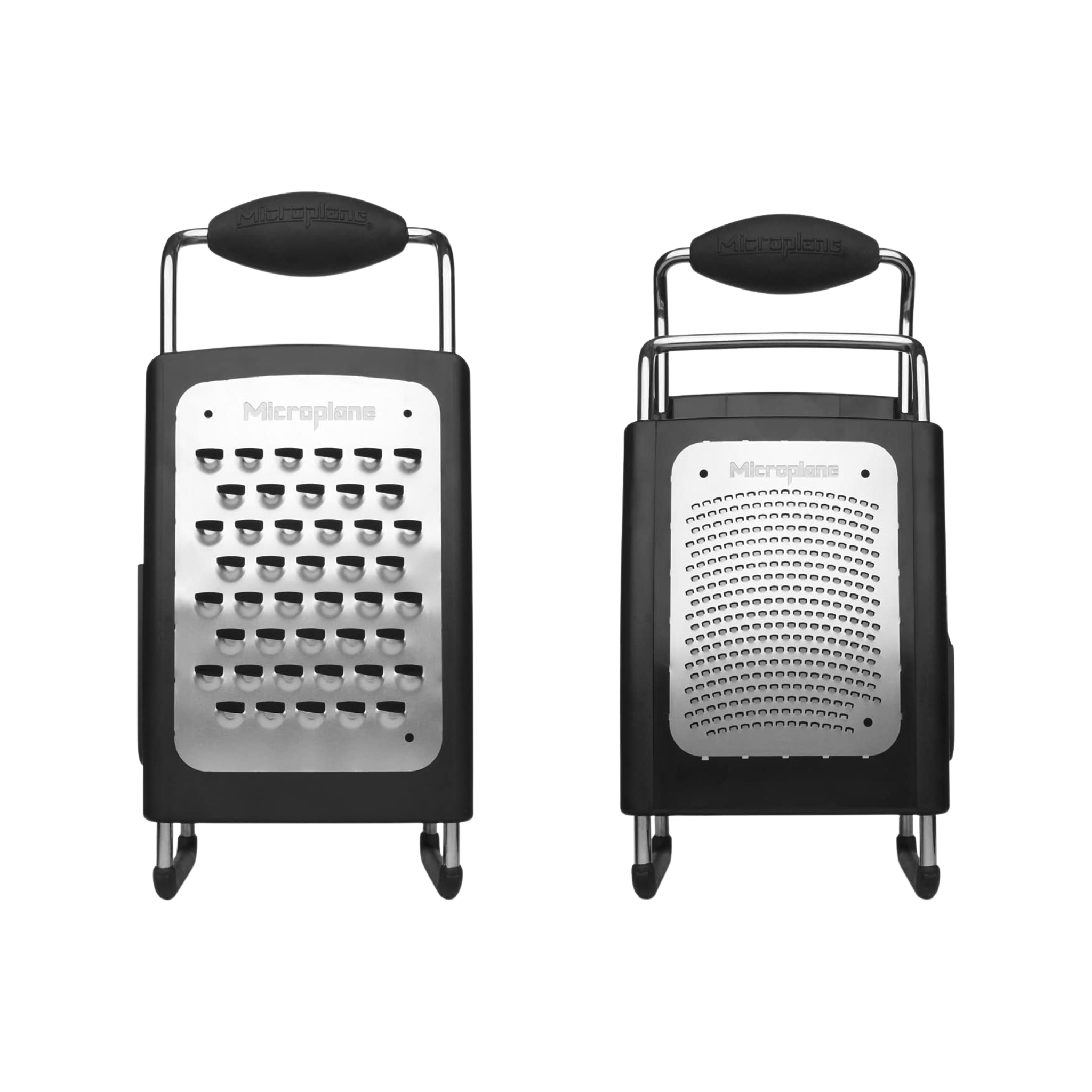 Râpe à 4 côtés en acier inoxydable Microplane avec poignée ergonomique et pieds antidérapants