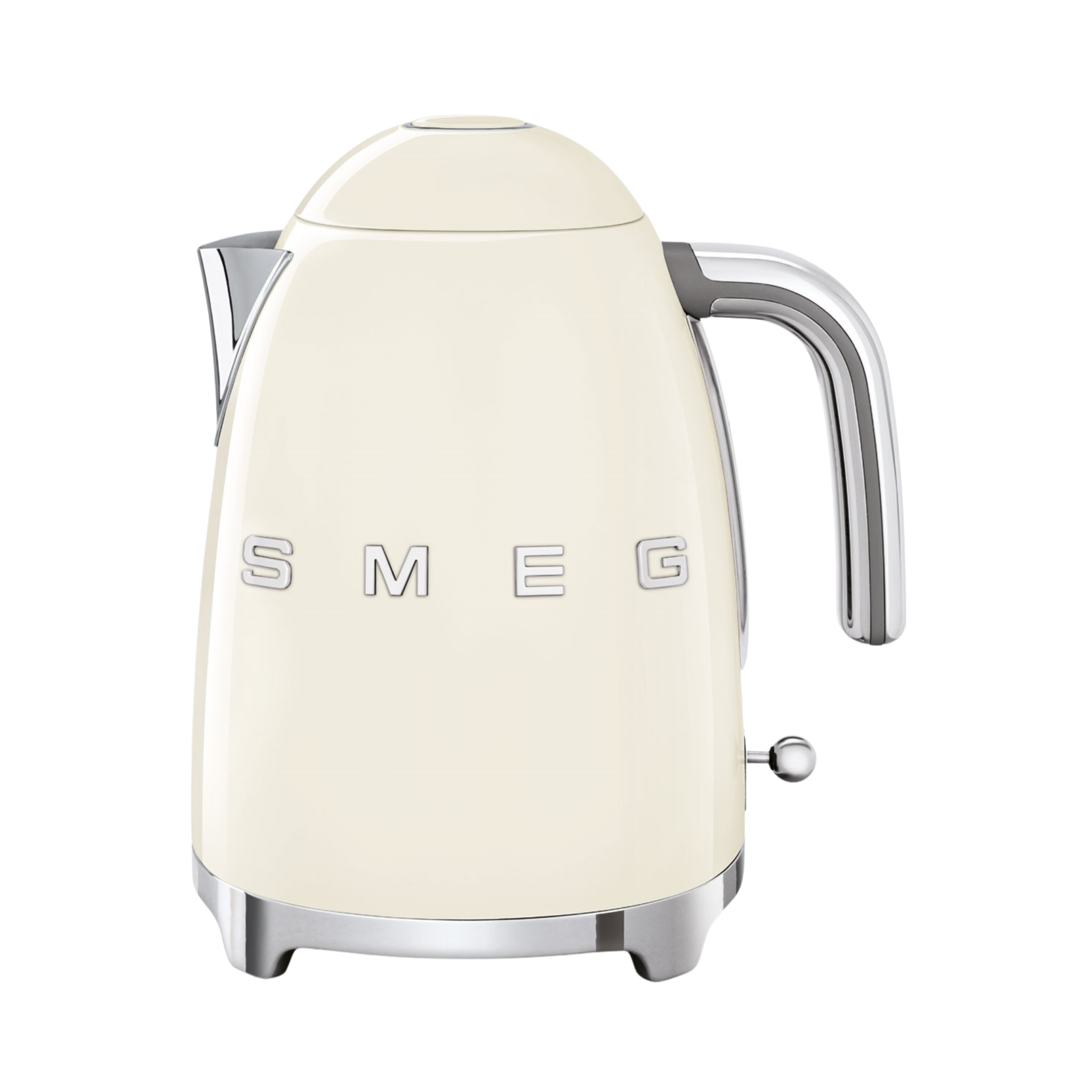 Bouilloire électrique Smeg 7 tasses crème design rétro avec base pivotante 360° et filtre inox amovible
