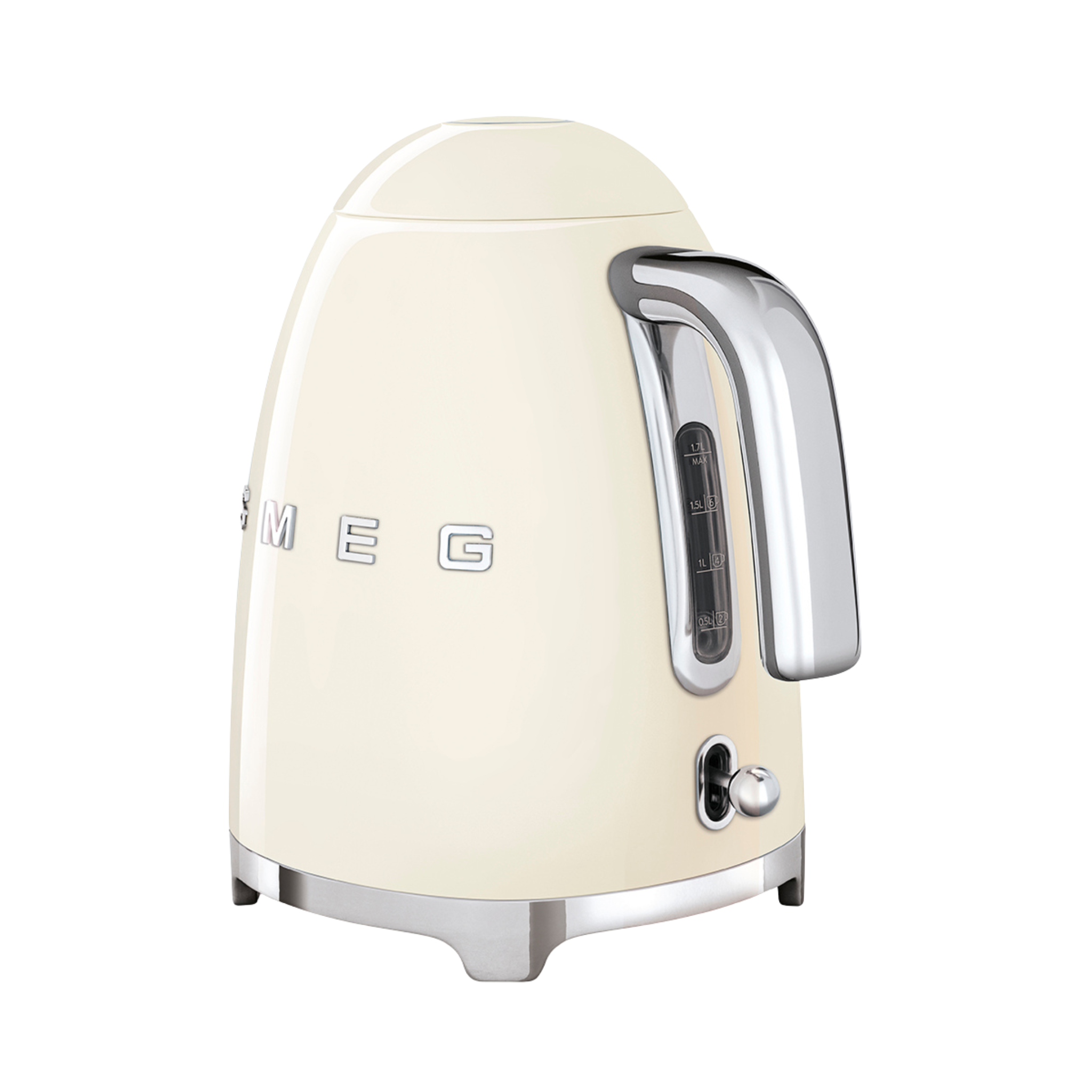 Bouilloire électrique Smeg crème 7 tasses design rétro avec base pivotante 360° et filtre inox amovible