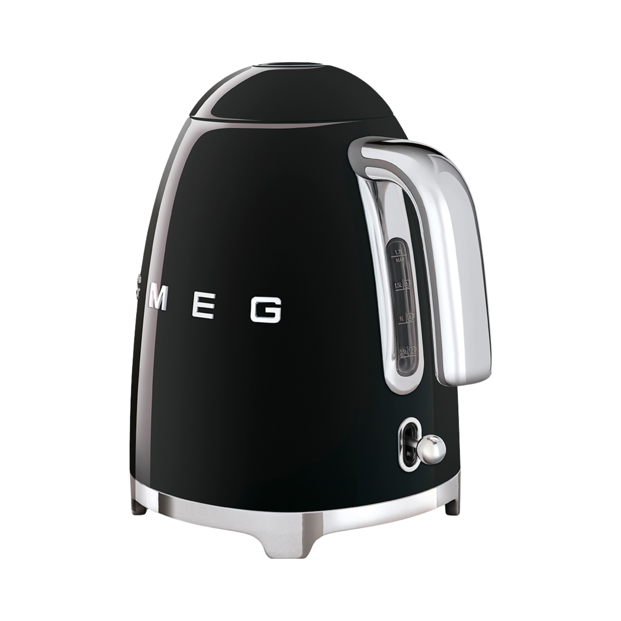 Bouilloire électrique Smeg 7 tasses noir design rétro avec base pivotante et filtre inox amovible