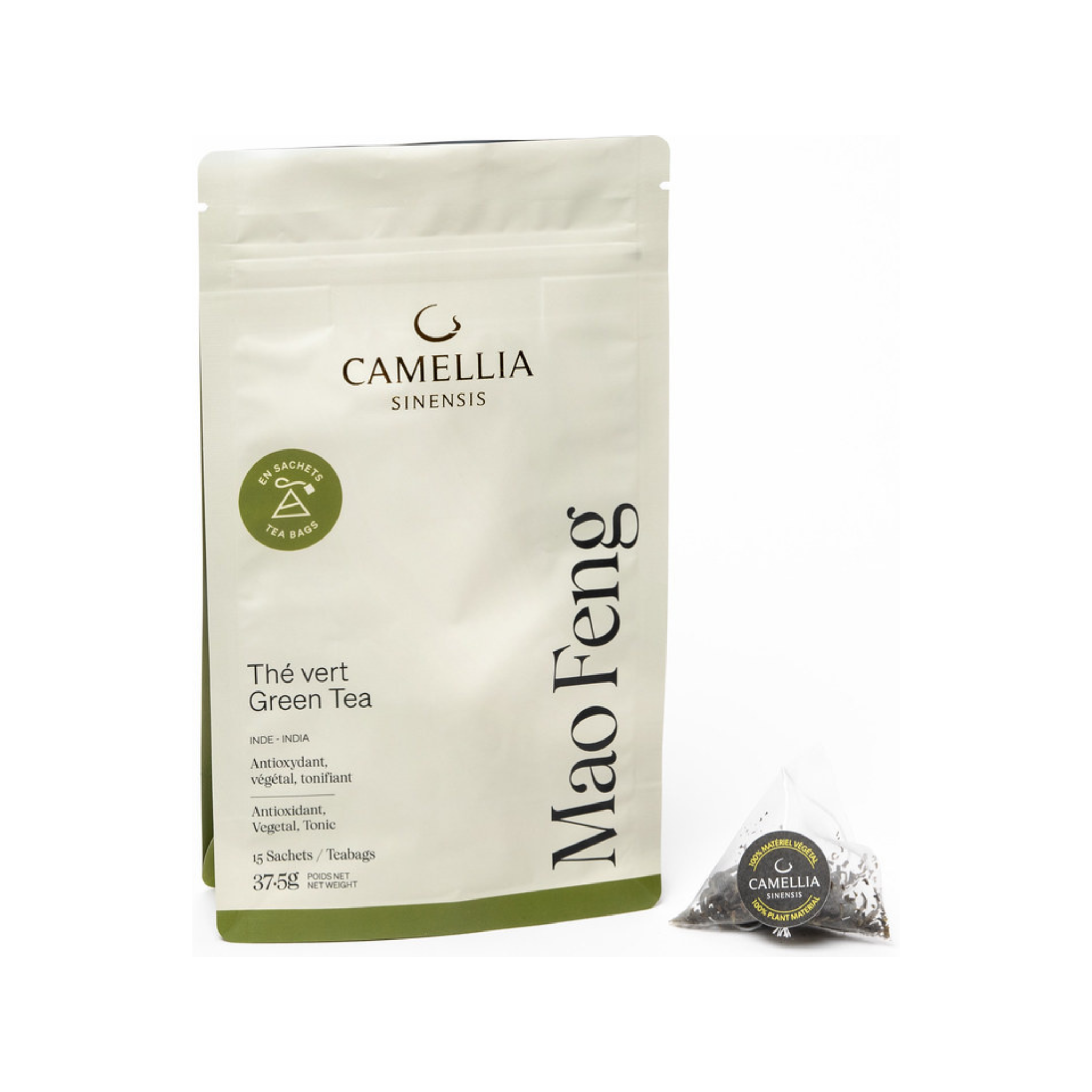 Sac de 15 sachets de thé vert Mao Feng biologique - Camellia Sinensis