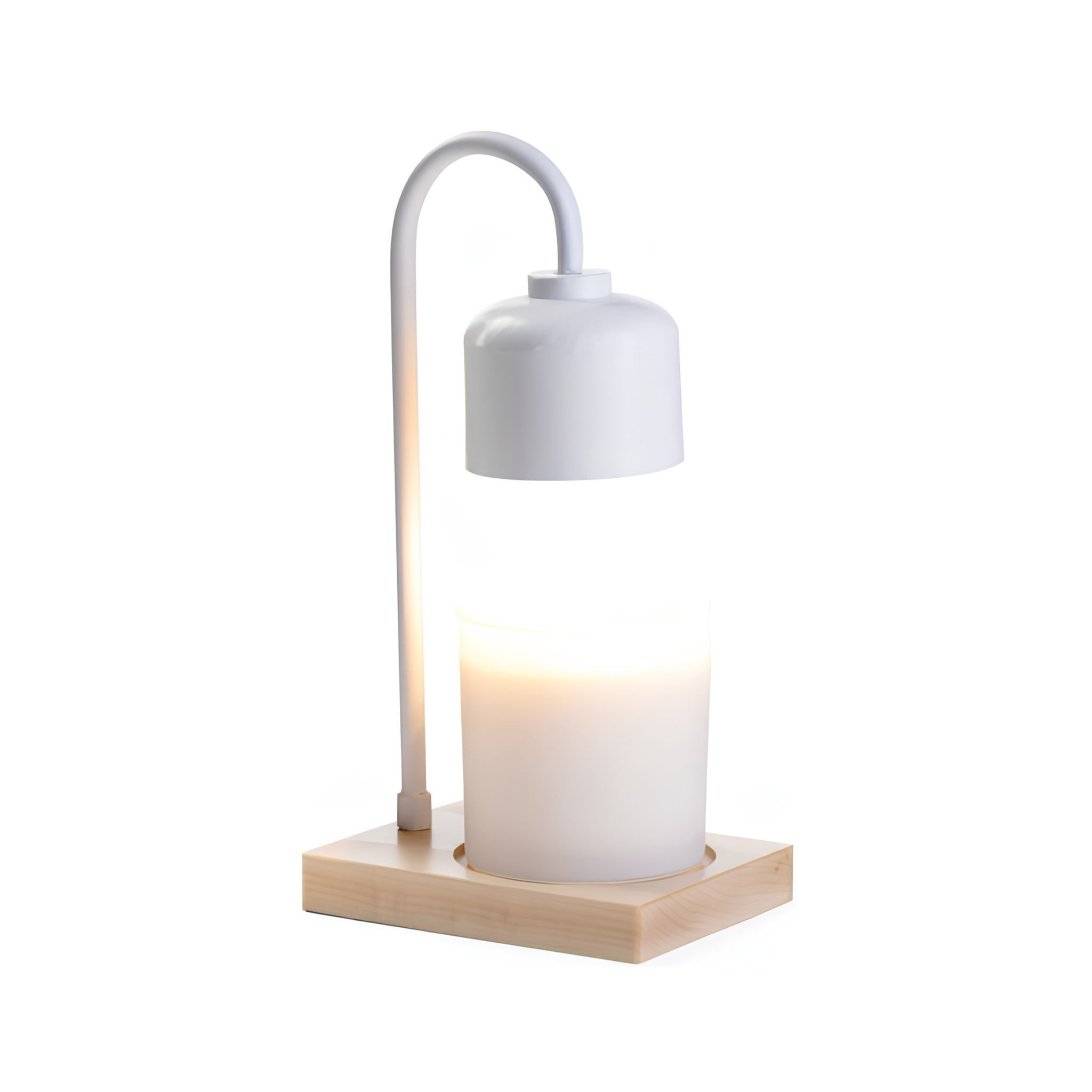 Lampe chauffe-bougie en arche blanche et bois