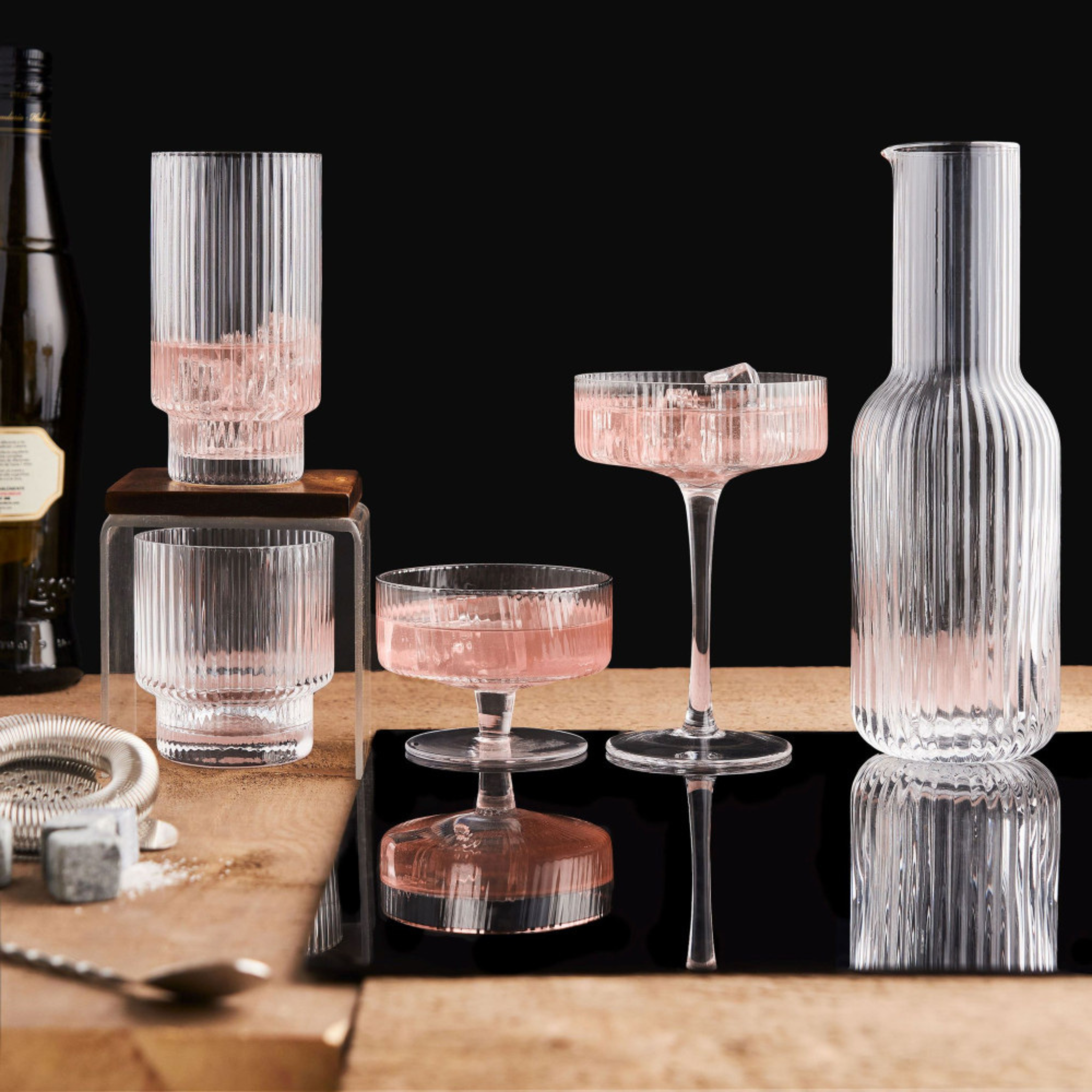 Ensemble de 4 verres highball côtelés 420 ml - Brilliant