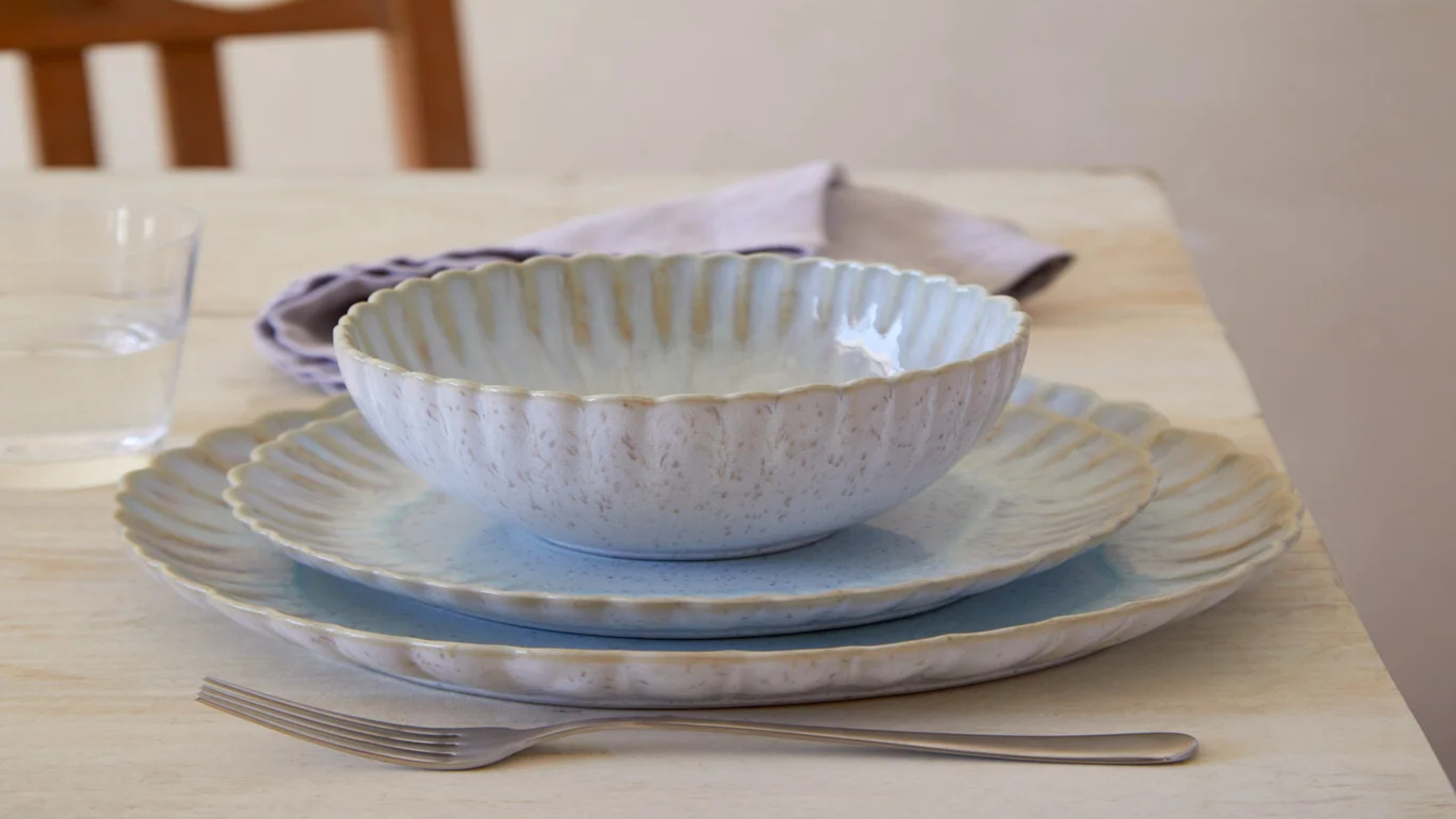 Assiette à dîner Mallorca bleu mer 27 cm - Costa Nova