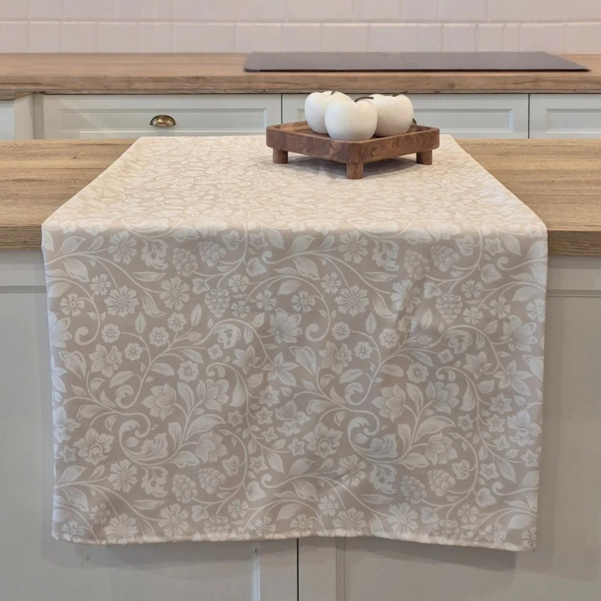Keya Floral Tablecloth Beige 54 x 72 in - Brunelli
